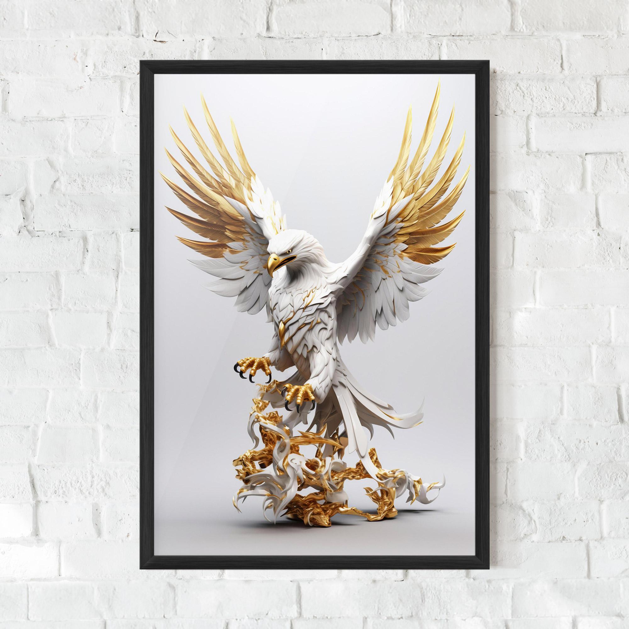 Gerahmte Poster Gold 3d Eagle mockup 0