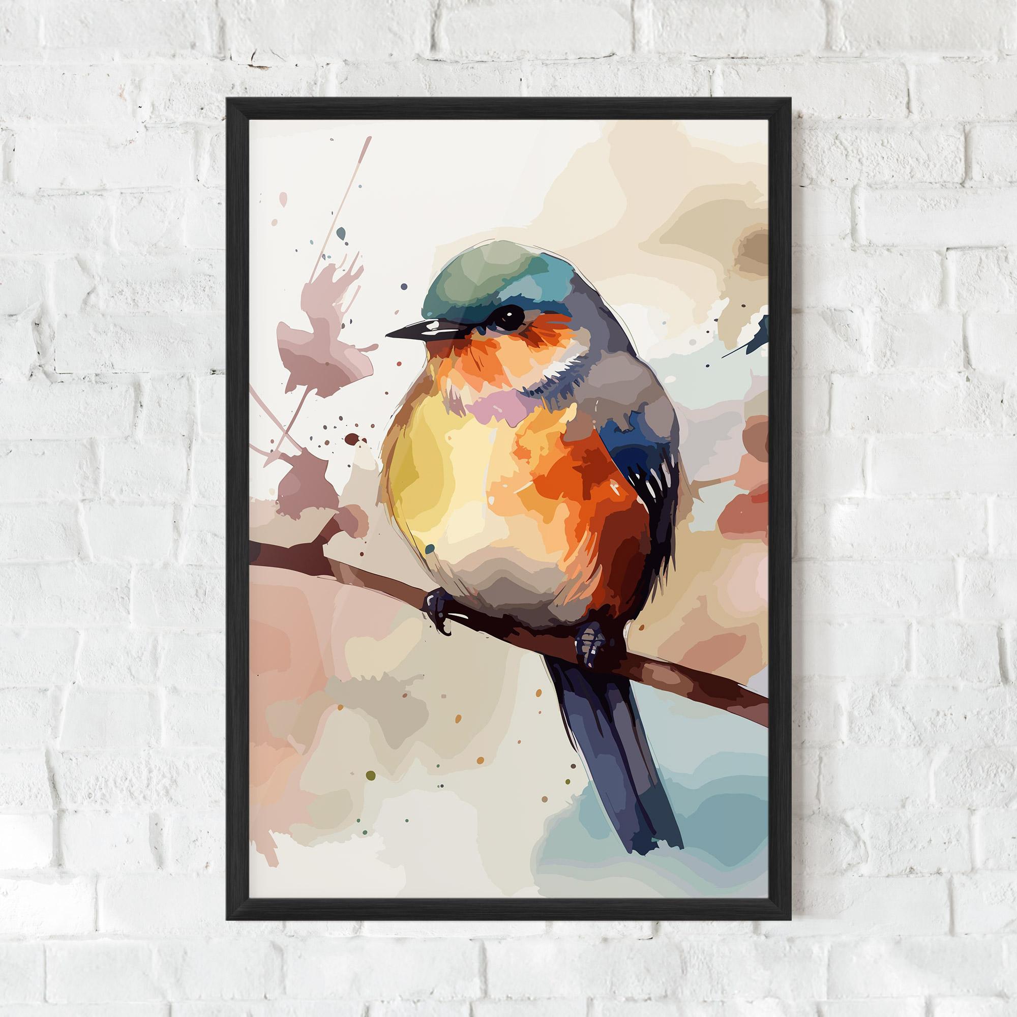 Gerahmte Poster Orange Purple Bird mockup 0