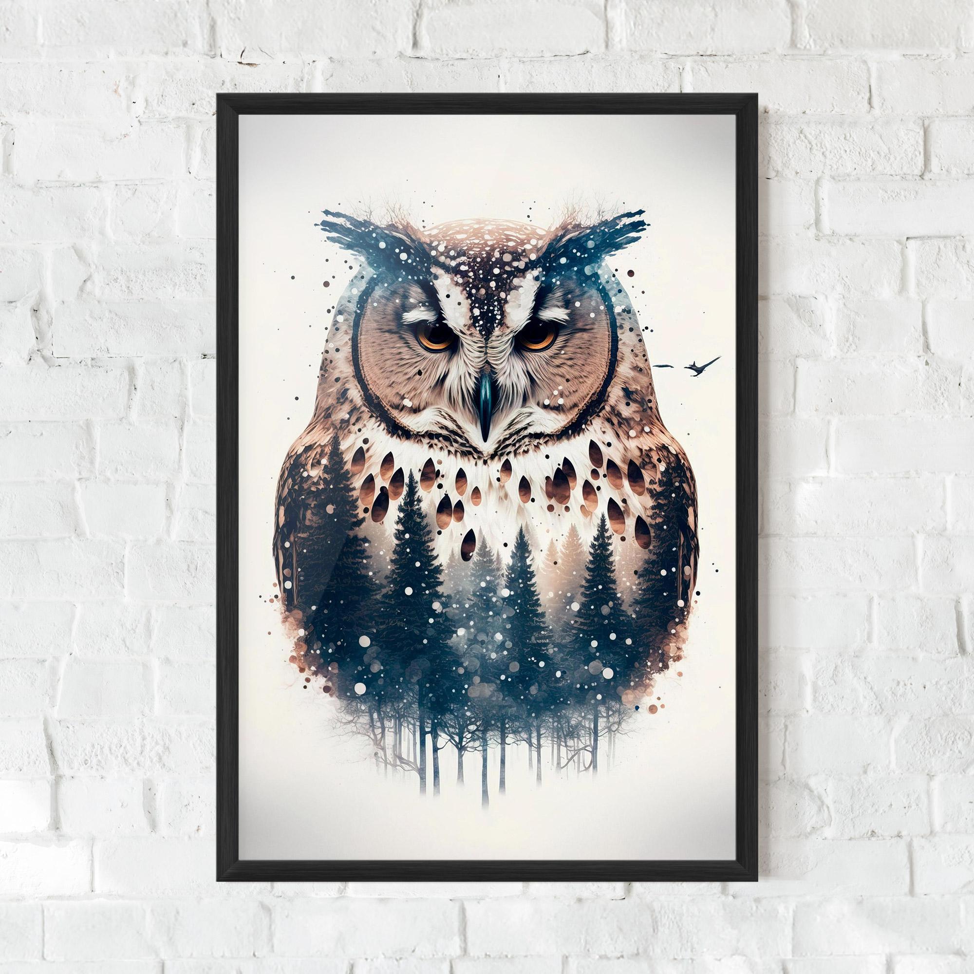 Gerahmte Poster Owl Portrait mockup 0