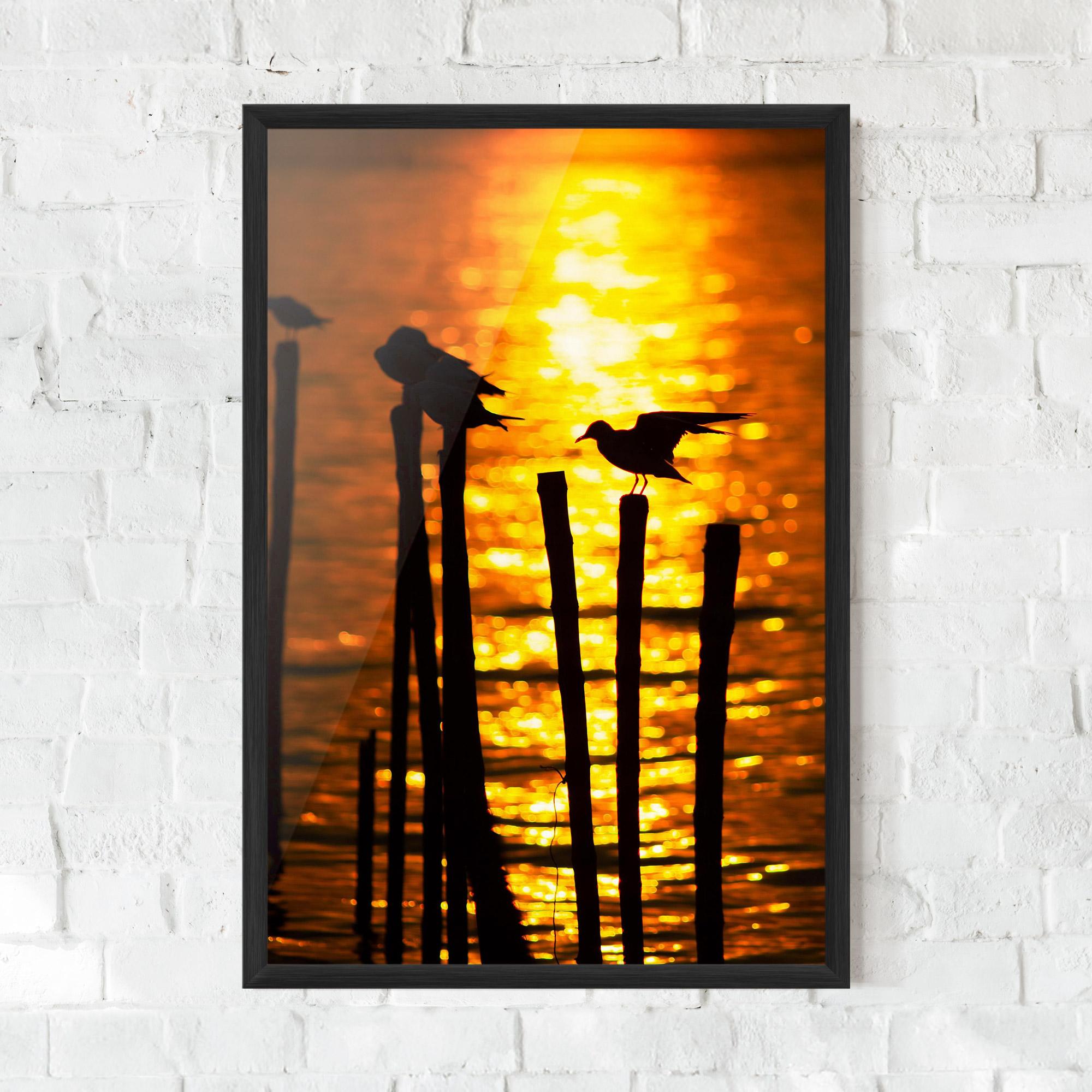 Gerahmte Poster Silhouettes Birds mockup 0