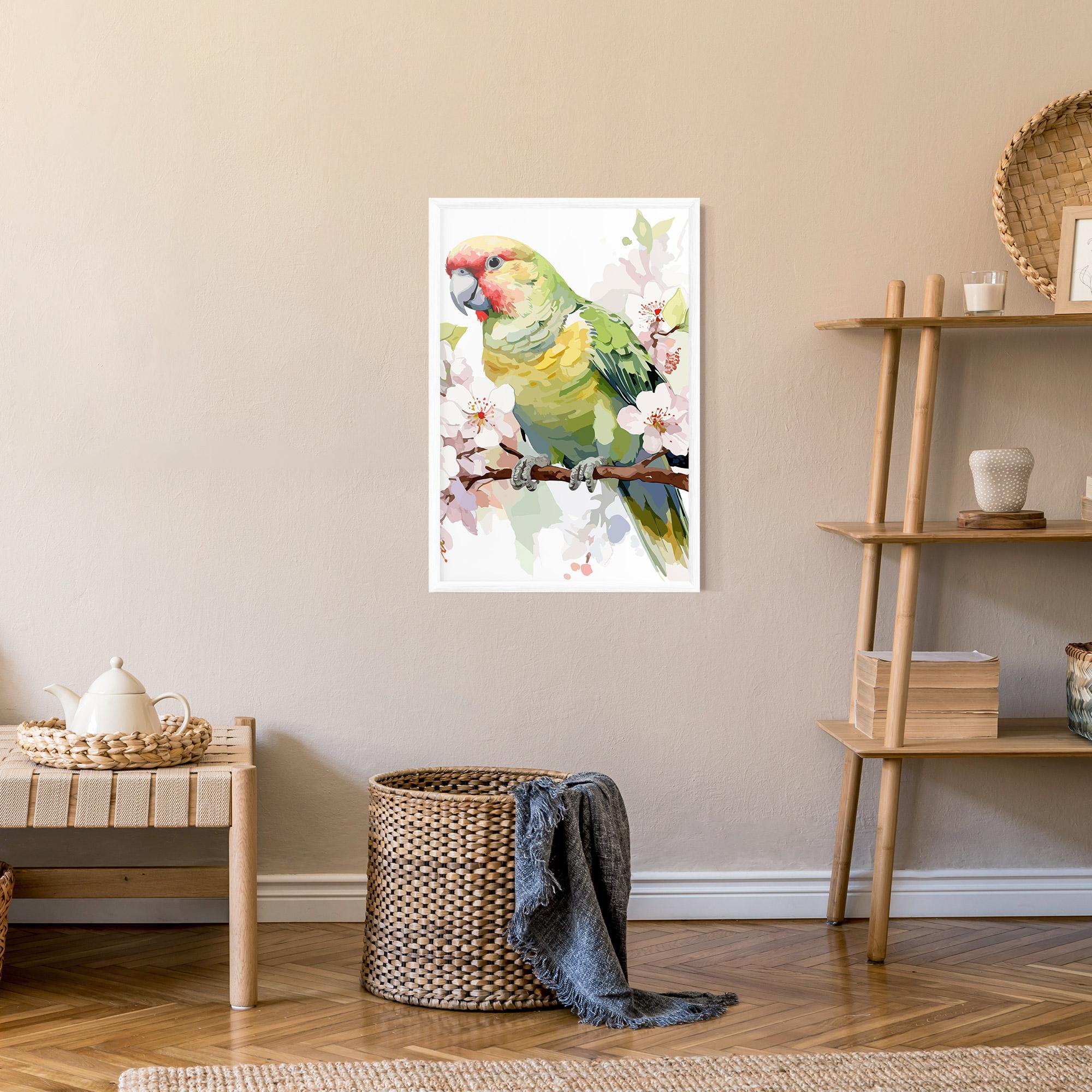 Gerahmte Poster Cute Green Parrot mockup 9