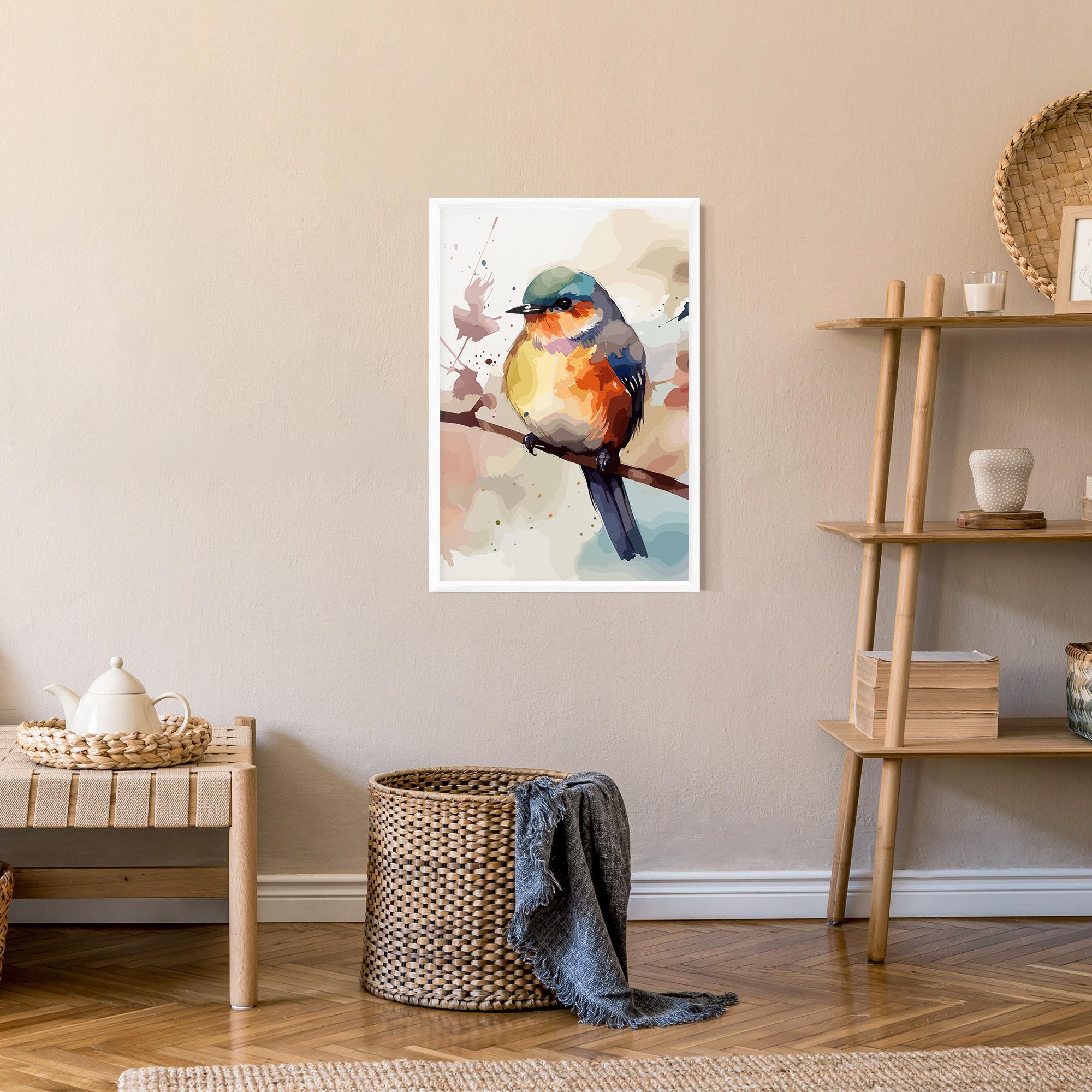 Gerahmte Poster Orange Purple Bird mockup 9