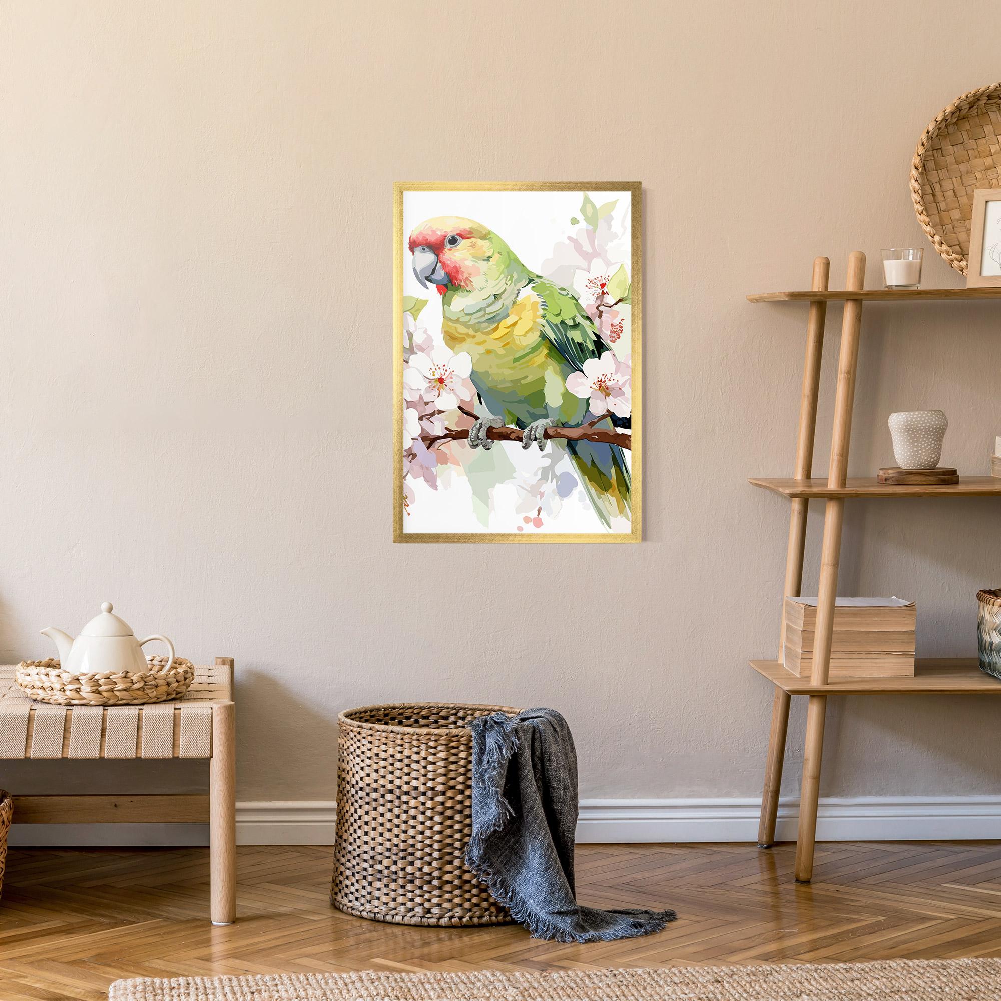 Gerahmte Poster Cute Green Parrot mockup 9