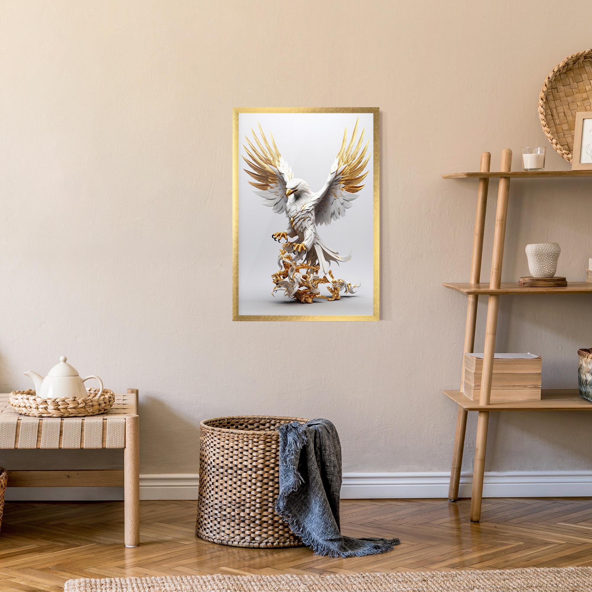 Gerahmte Poster Gold 3d Eagle mockup 9