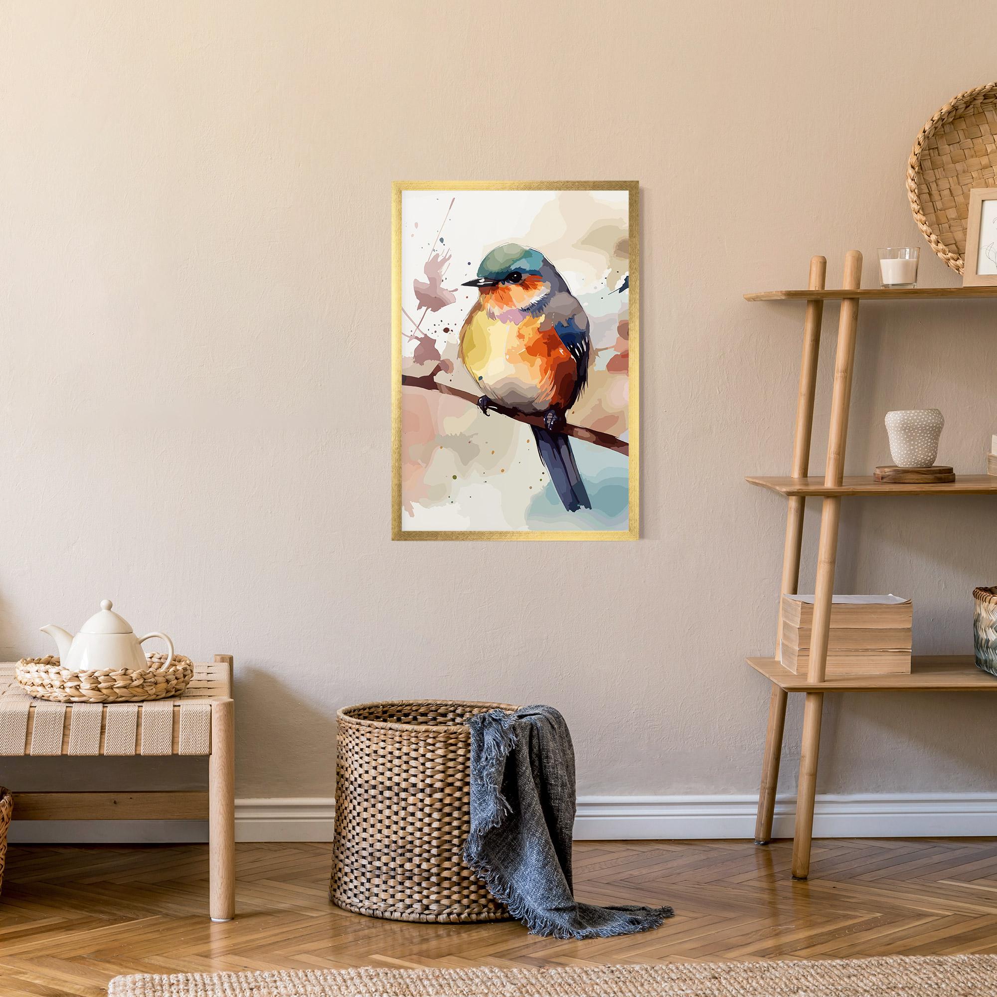 Gerahmte Poster Orange Purple Bird mockup 9