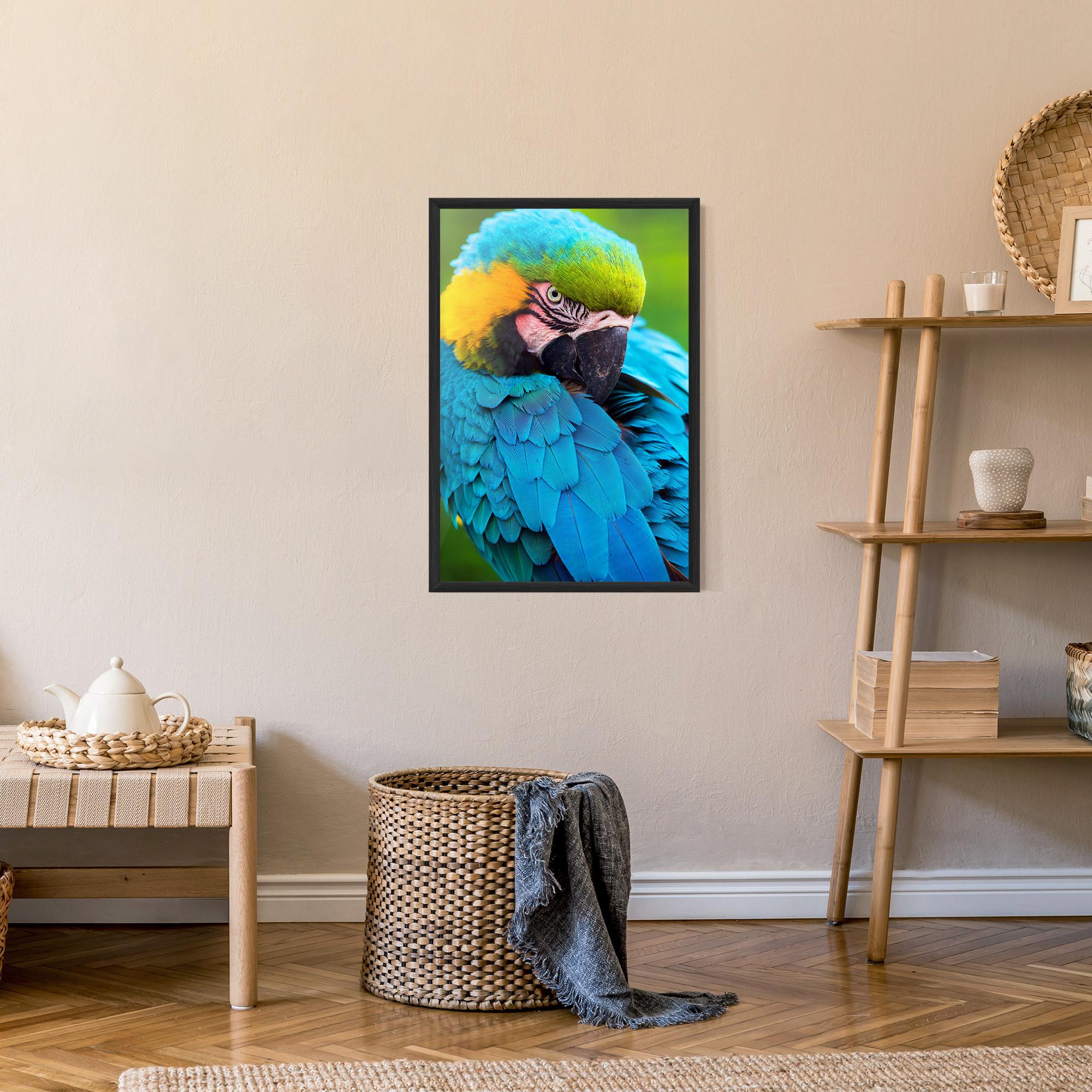 Gerahmte Poster Blue Parrot mockup 9