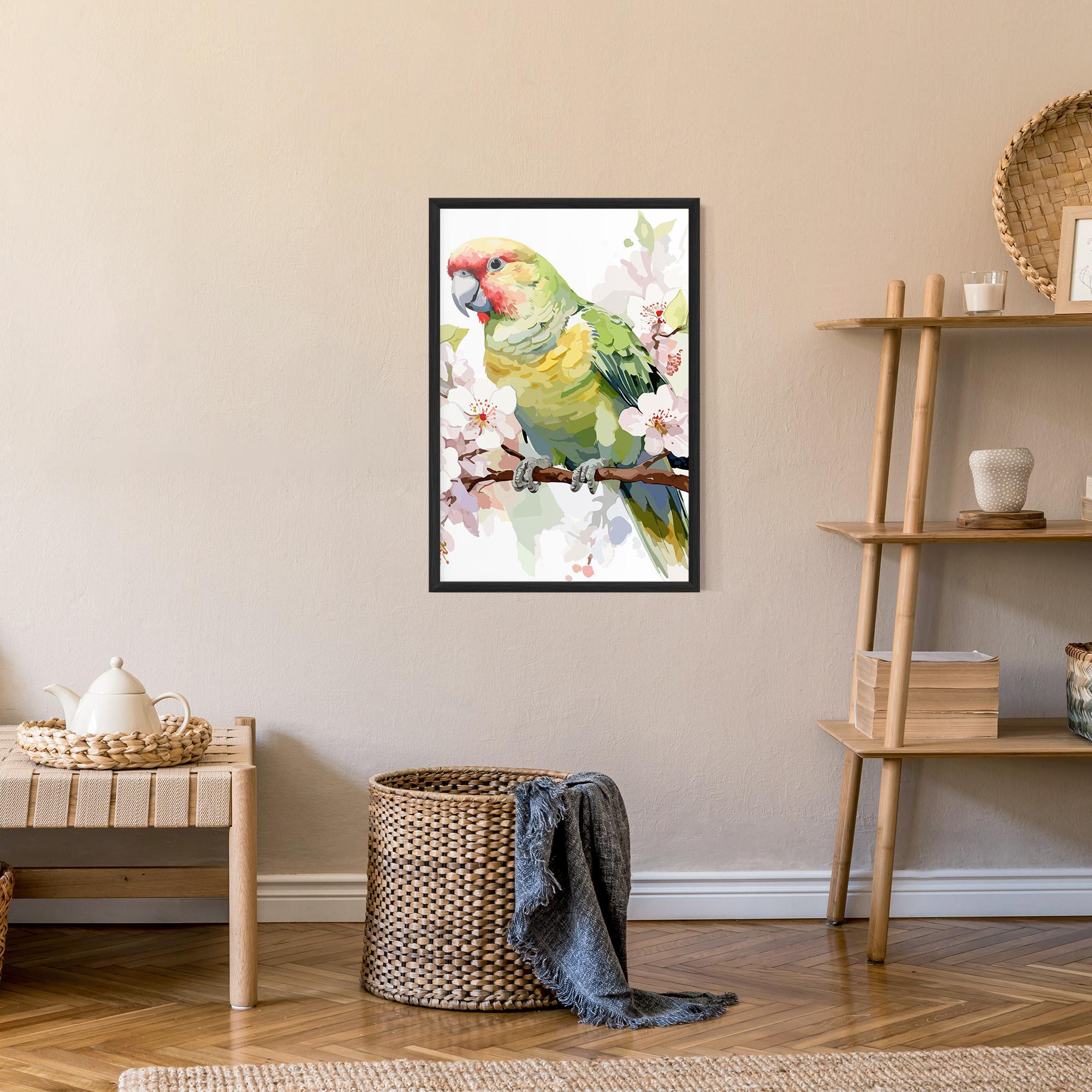 Gerahmte Poster Cute Green Parrot mockup 9