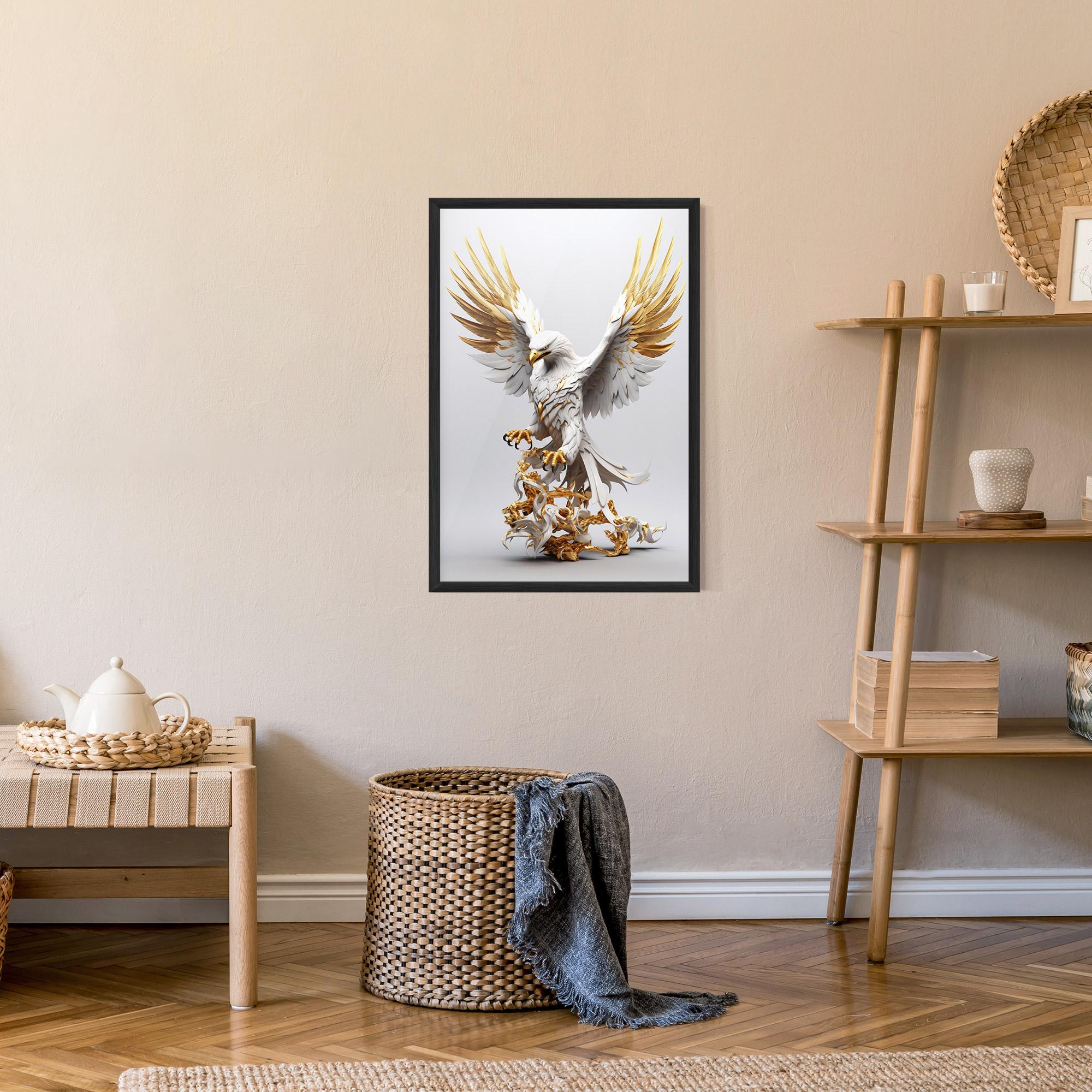 Gerahmte Poster Gold 3d Eagle mockup 9