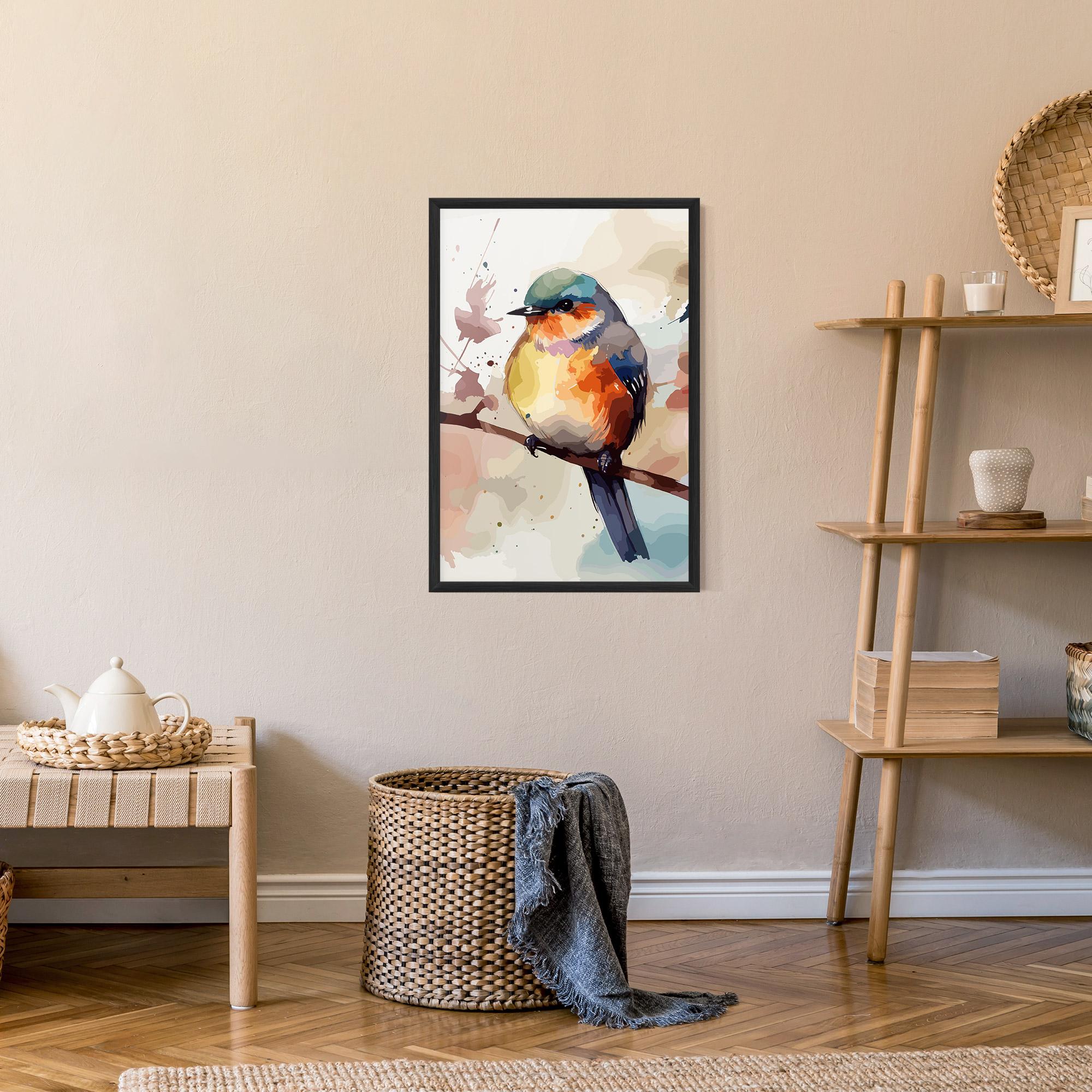 Gerahmte Poster Orange Purple Bird mockup 9