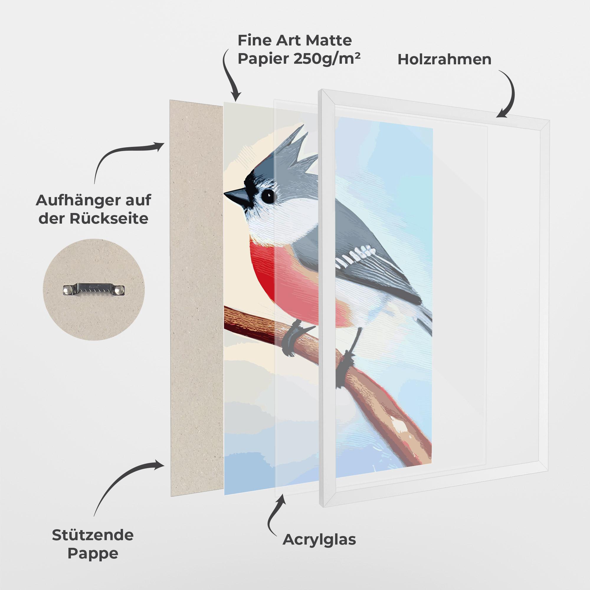 Gerahmte Poster Blue Bird Painting mockup 1