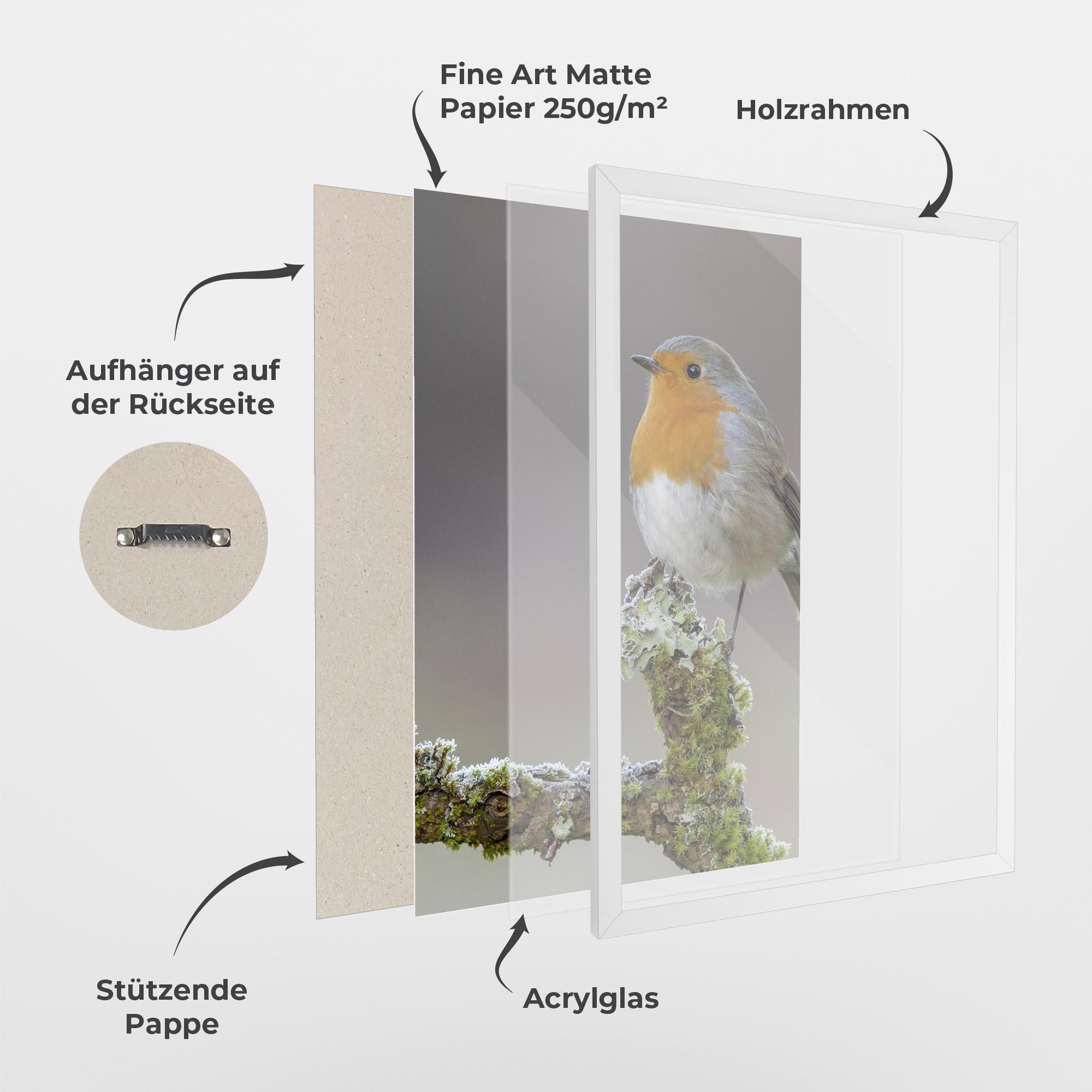 Gerahmte Poster Erithacus Bird mockup 1