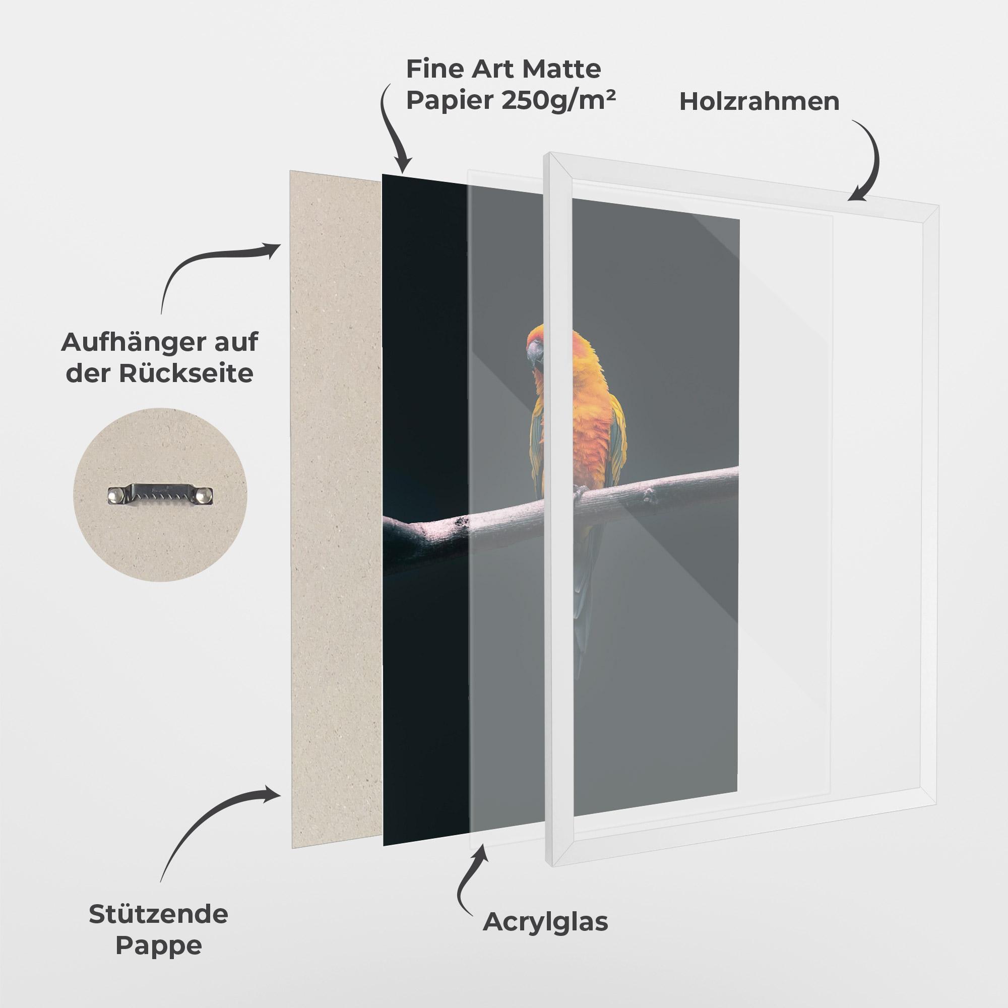 Gerahmte Poster Fire Parrot mockup 1