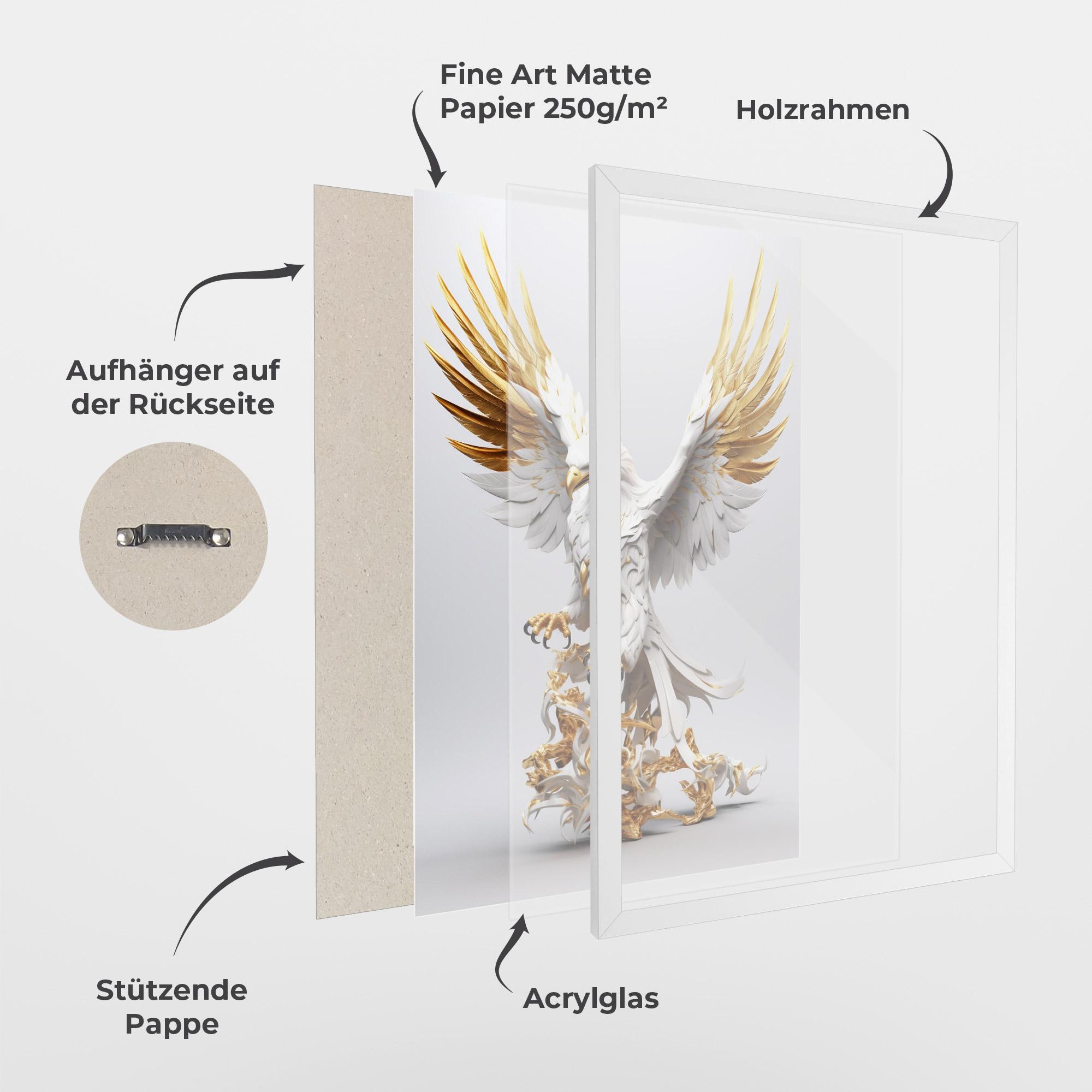 Gerahmte Poster Gold 3d Eagle mockup 1