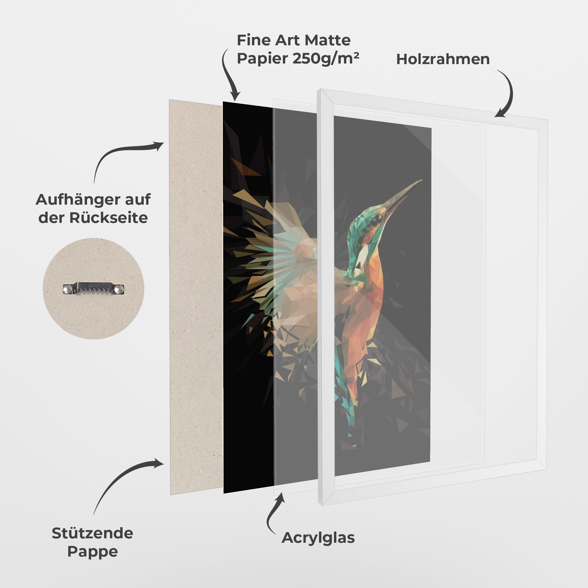 Gerahmte Poster Hummingbird Splash mockup 1