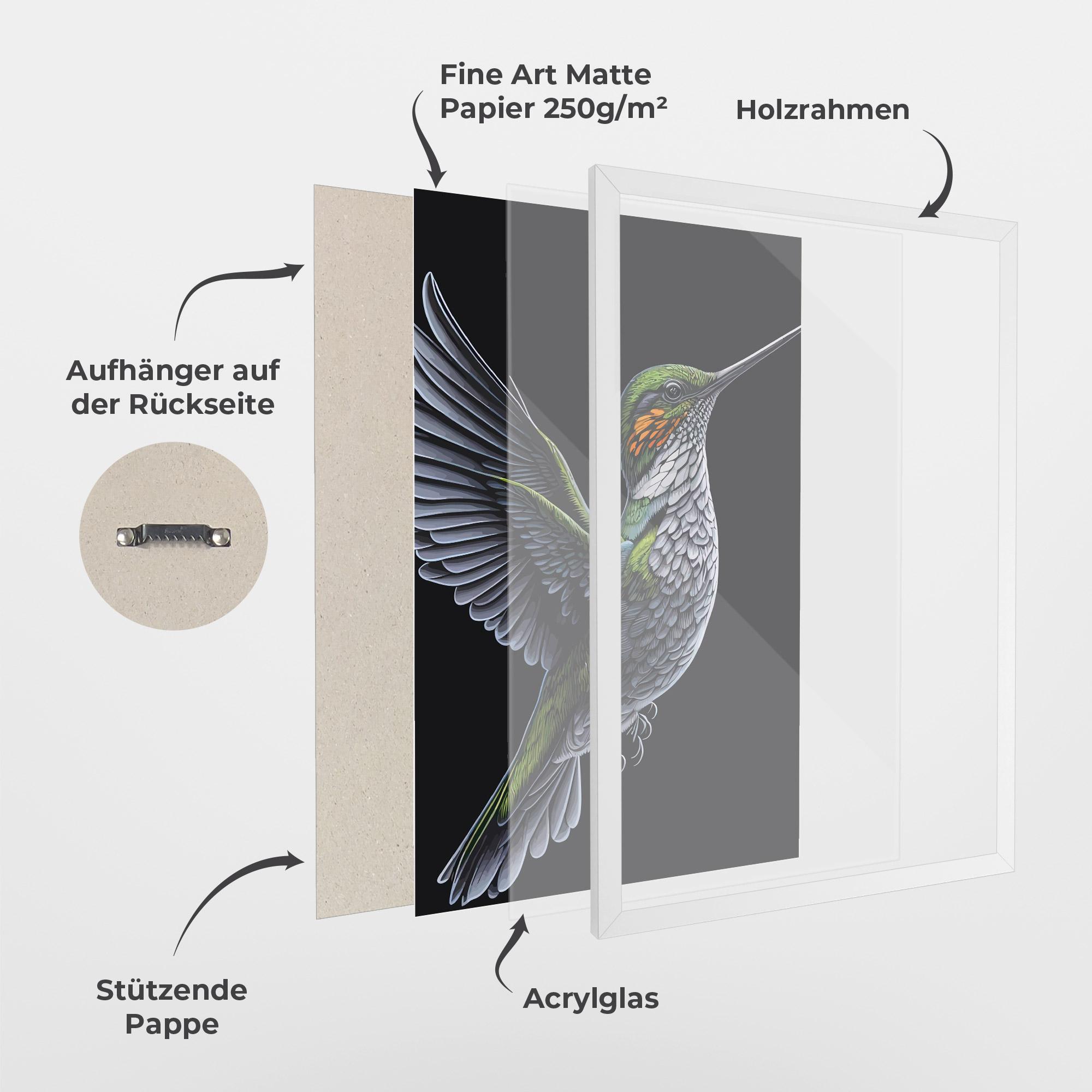 Gerahmte Poster Hummingbird mockup 1