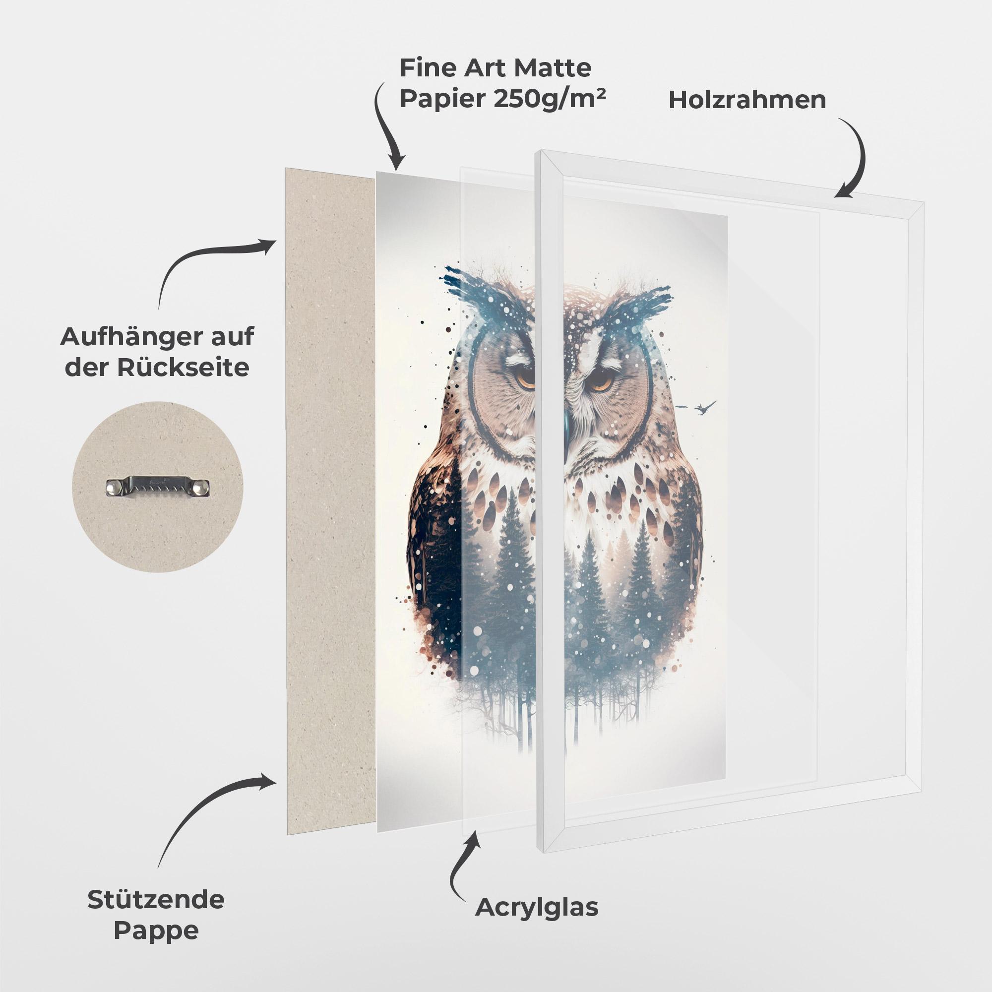 Gerahmte Poster Owl Portrait mockup 1
