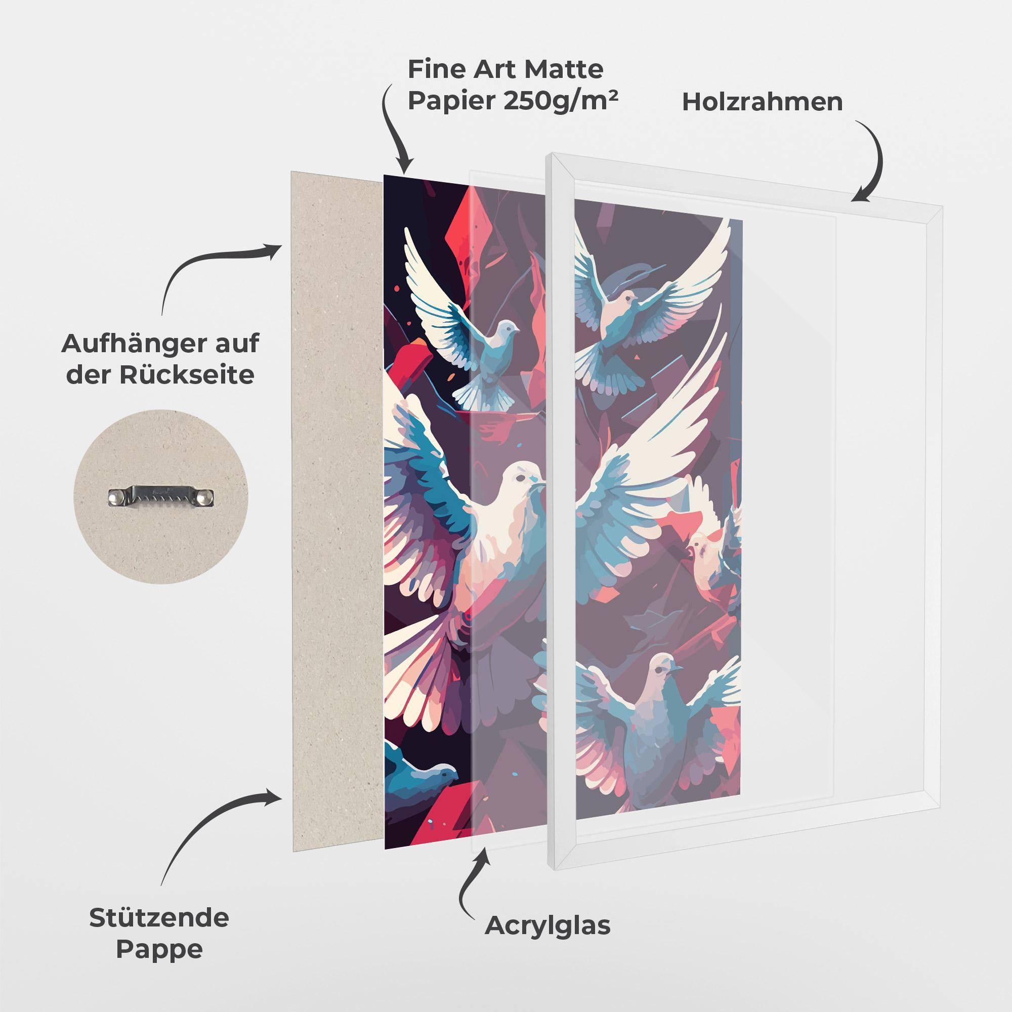 Gerahmte Poster Pretty Dove Family mockup 1