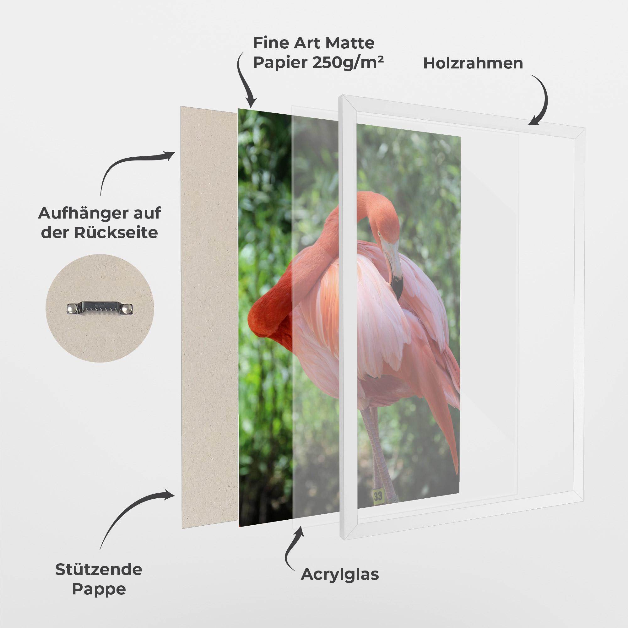 Gerahmte Poster Red Flamingo mockup 1