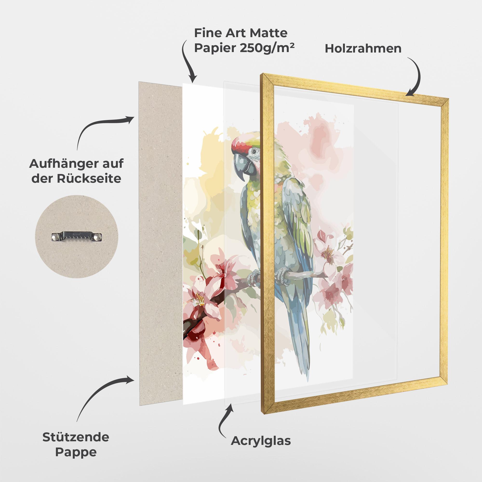 Gerahmte Poster Beautiful Parrot mockup 1