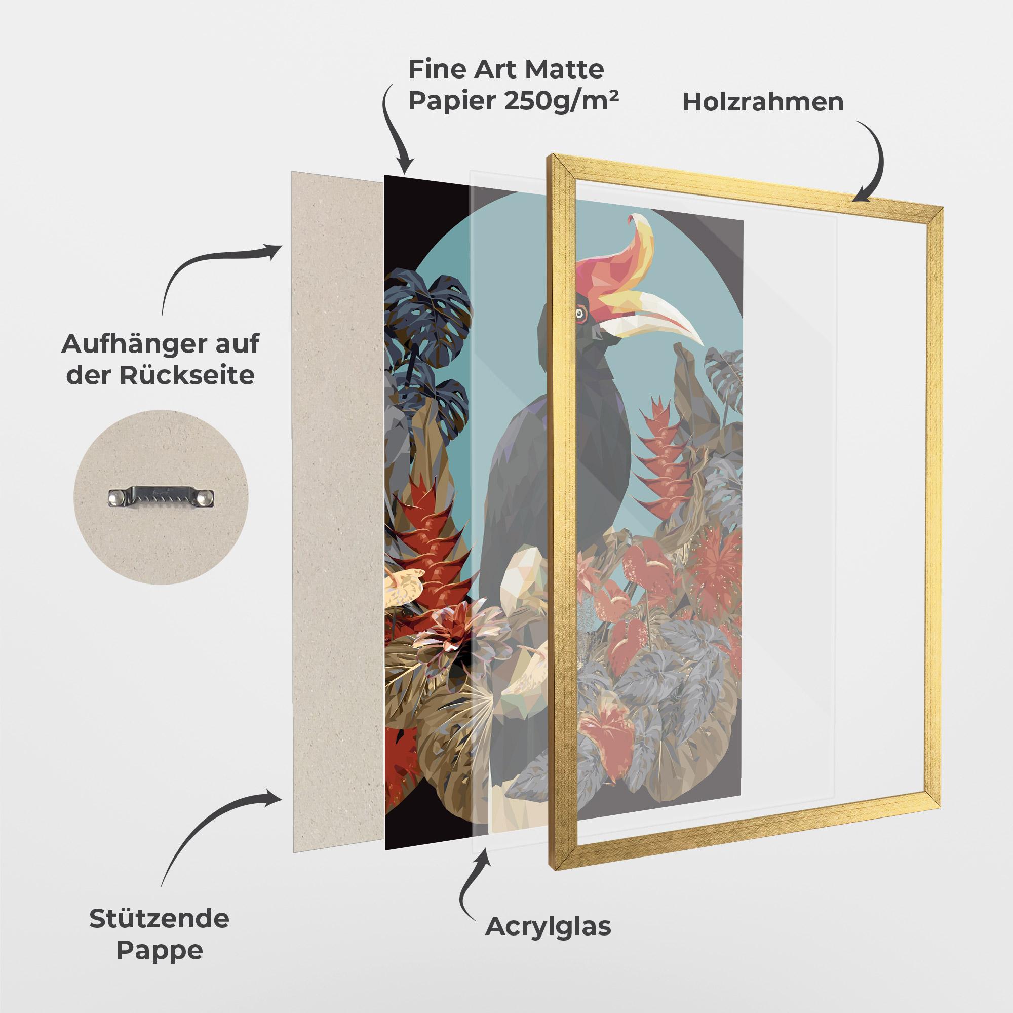 Gerahmte Poster Black Interesting Bird mockup 1