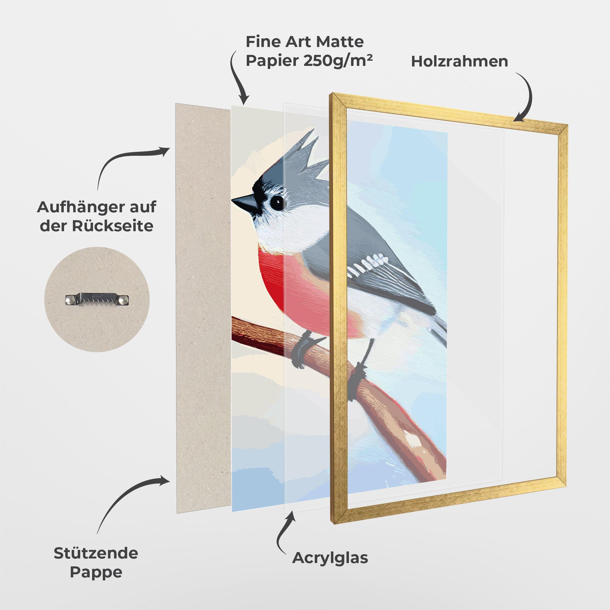 Gerahmte Poster Blue Bird Painting mockup 1