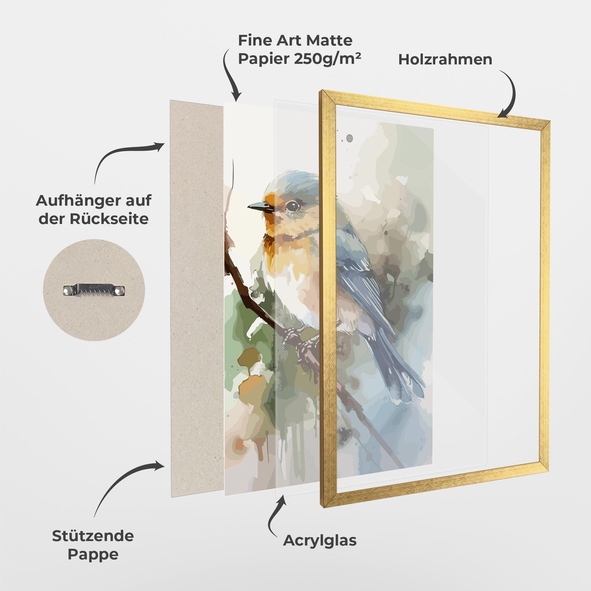 Gerahmte Poster Blue Pretty Bird mockup 1