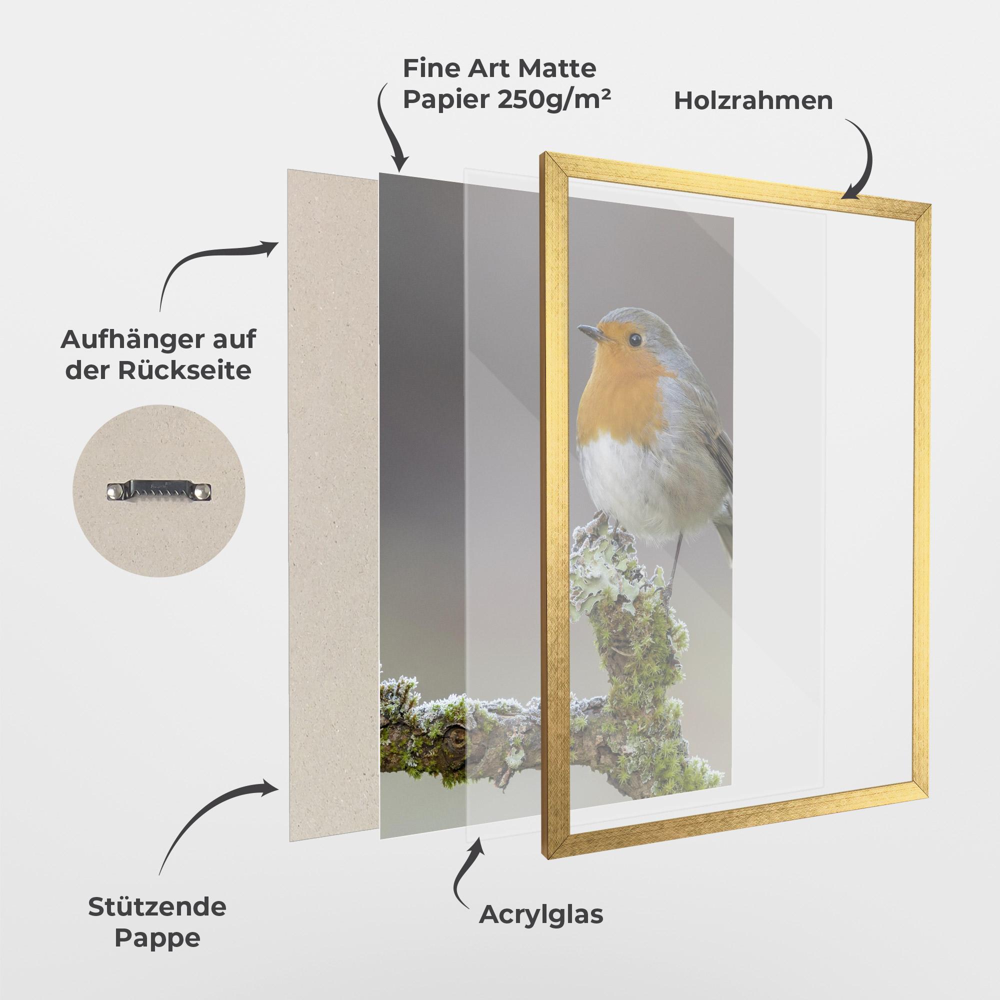 Gerahmte Poster Erithacus Bird mockup 1