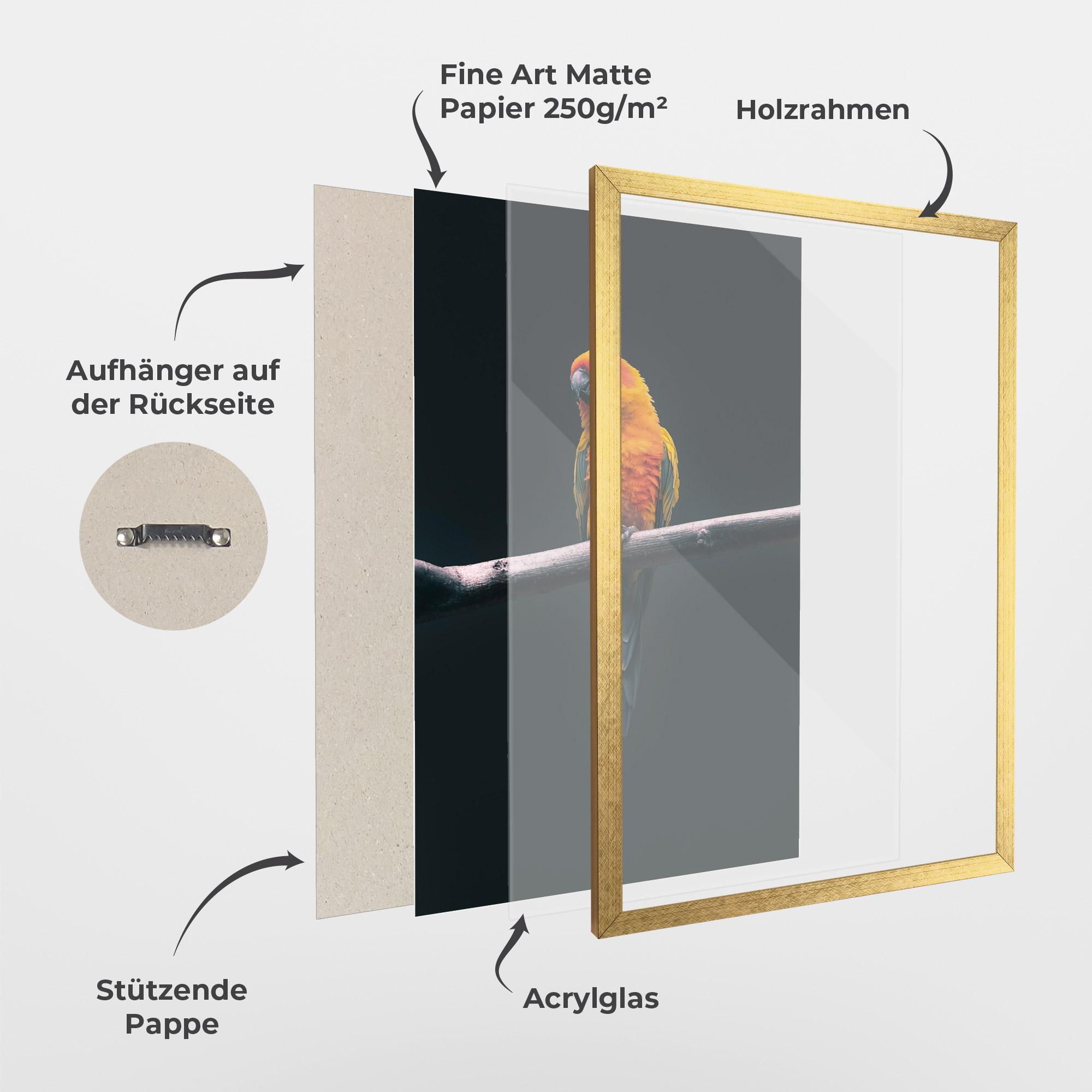 Gerahmte Poster Fire Parrot mockup 1