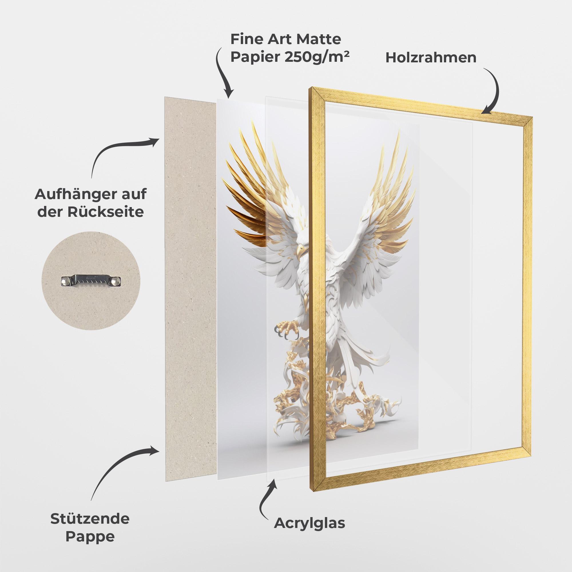 Gerahmte Poster Gold 3d Eagle mockup 1