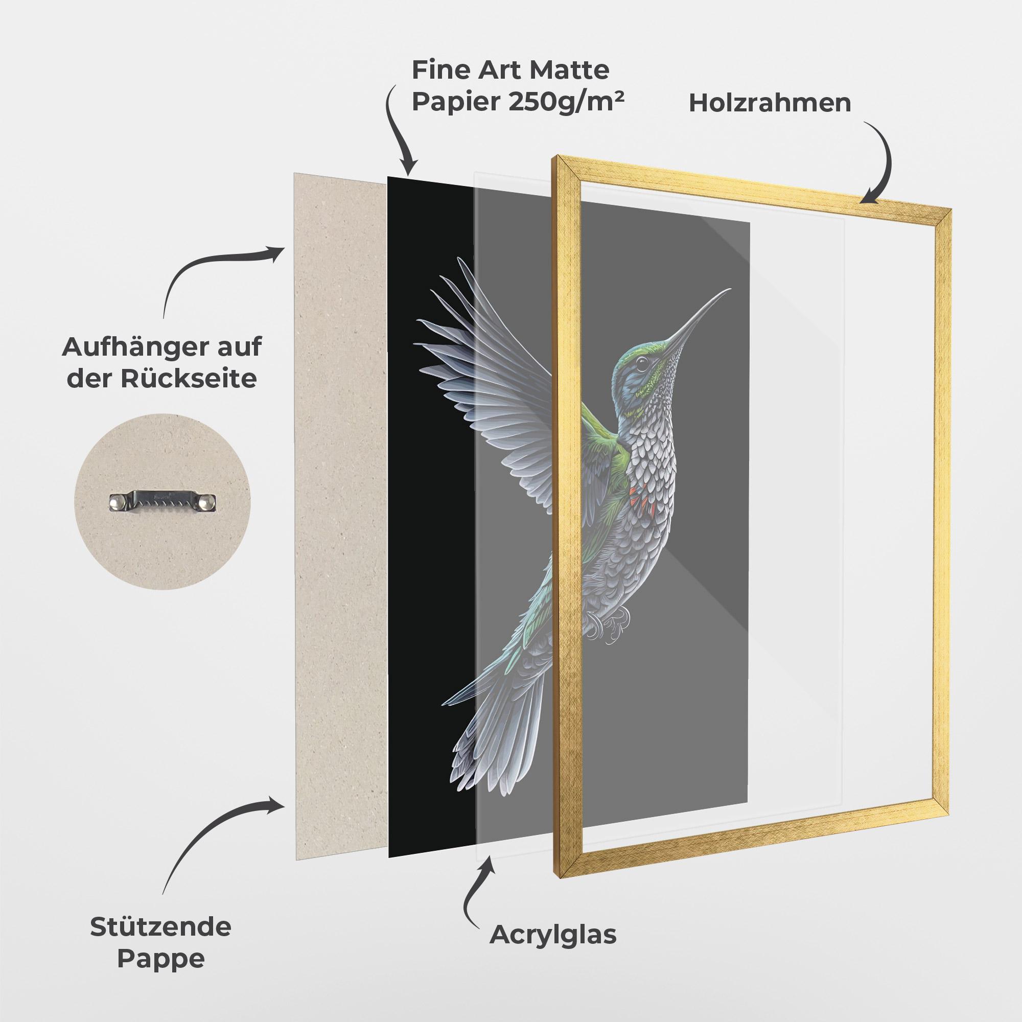 Gerahmte Poster Green Hummingbird mockup 1