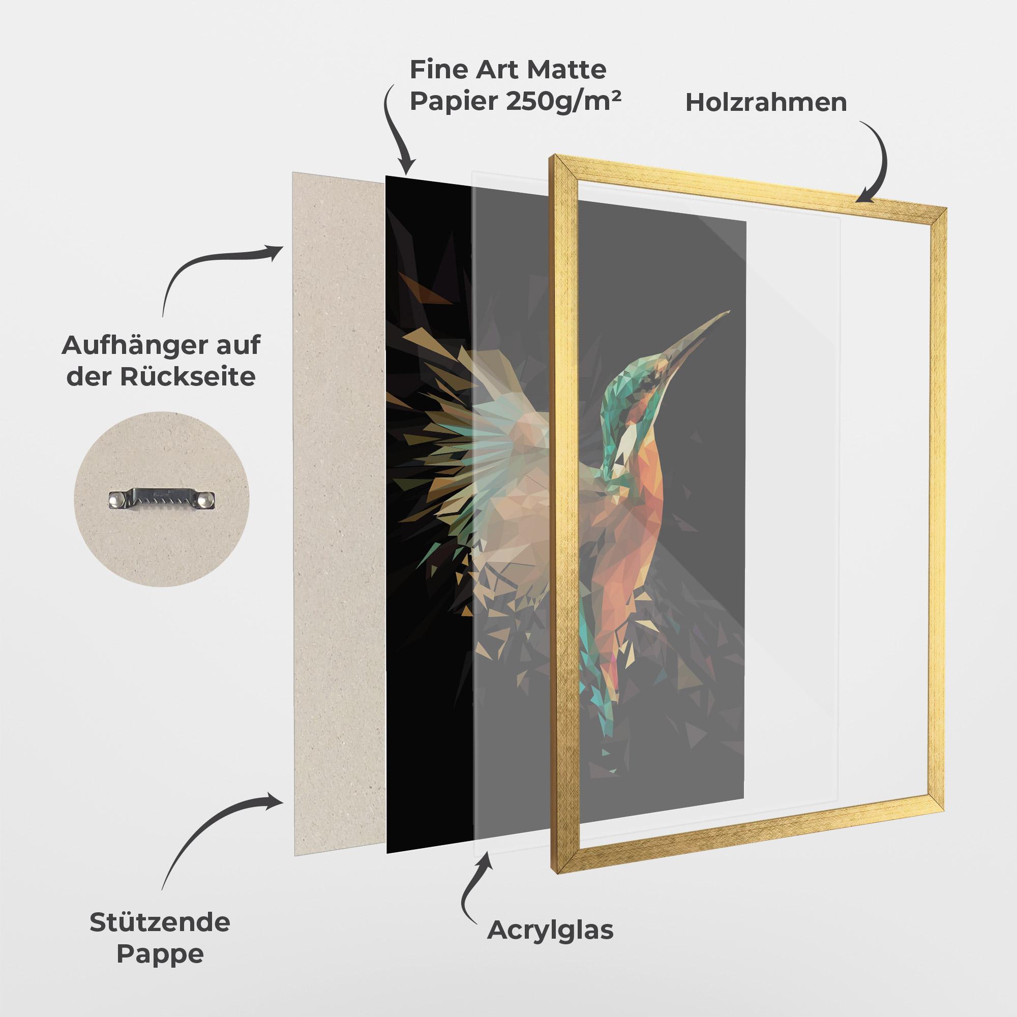 Gerahmte Poster Hummingbird Splash mockup 1