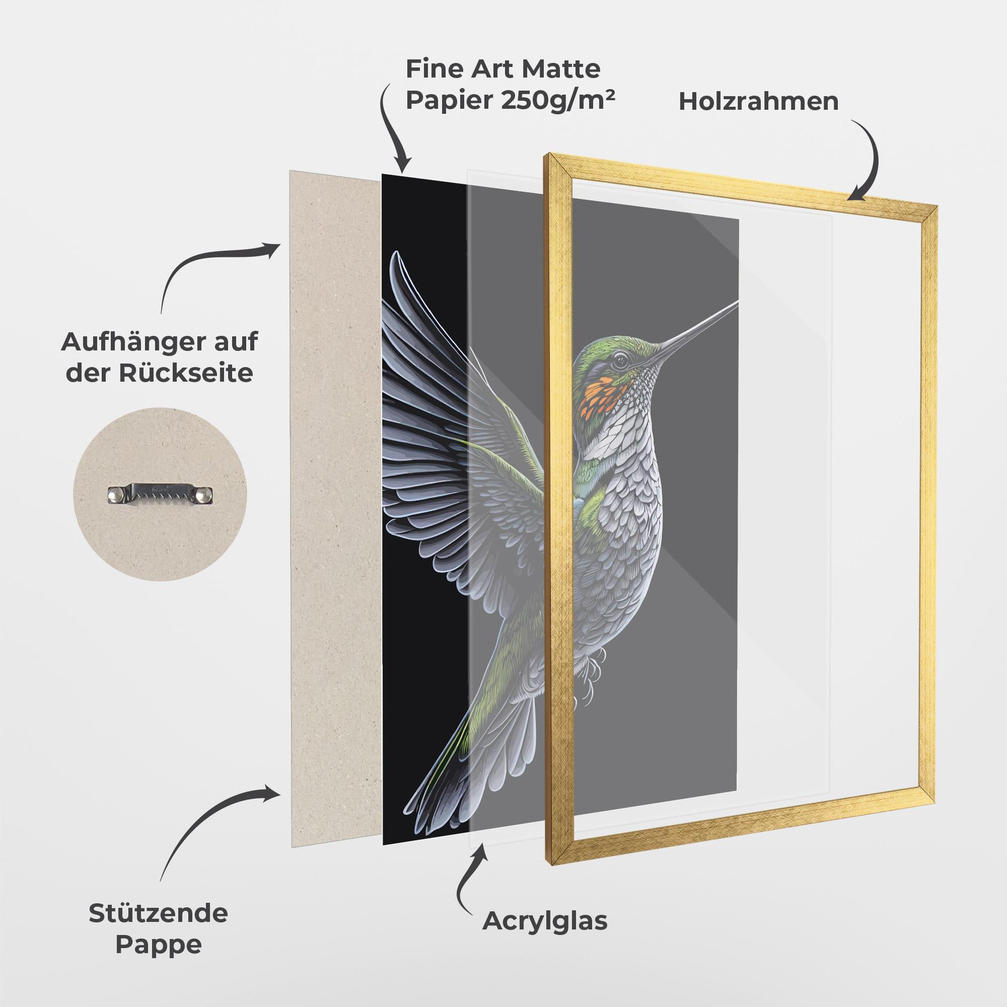 Gerahmte Poster Hummingbird mockup 1