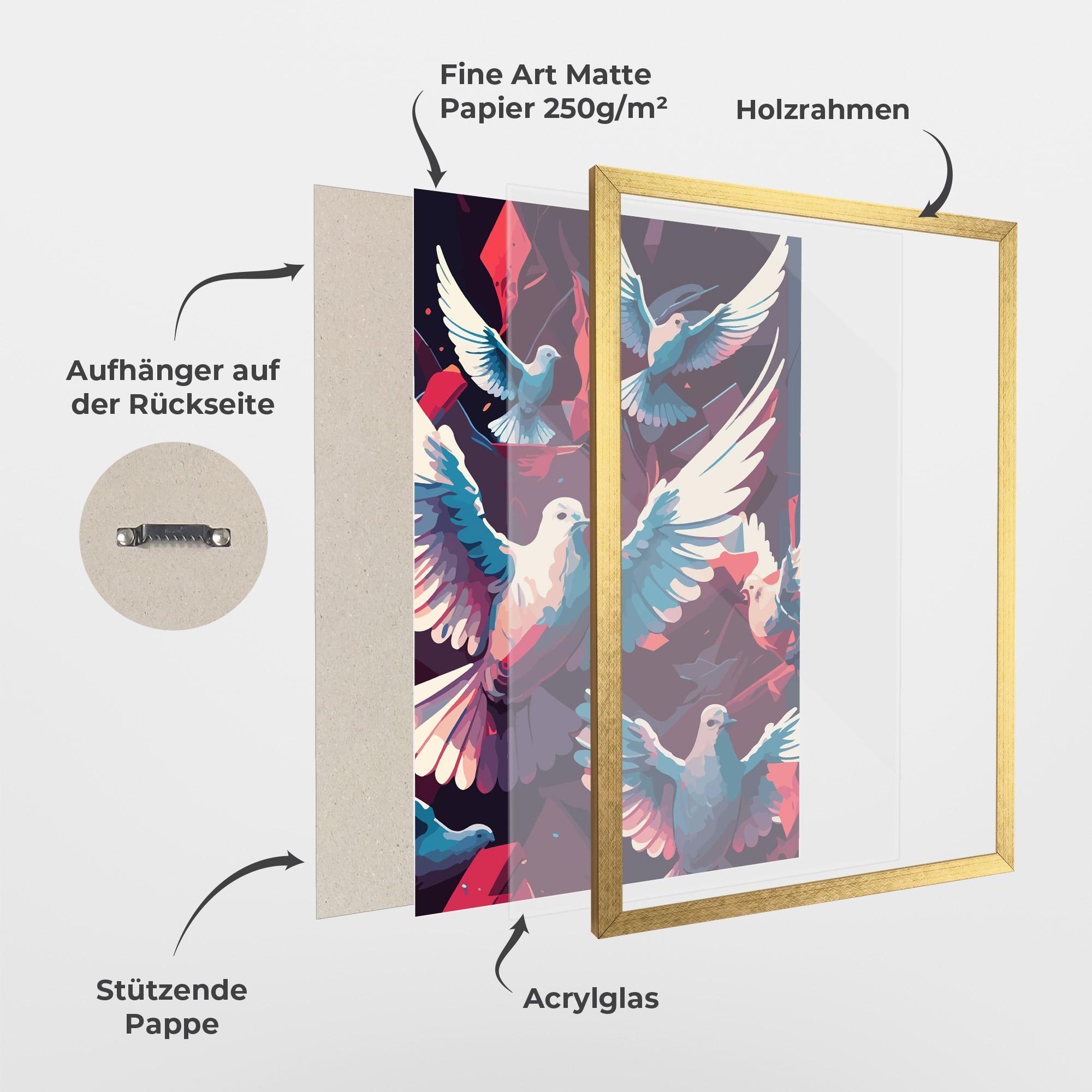 Gerahmte Poster Pretty Dove Family mockup 1