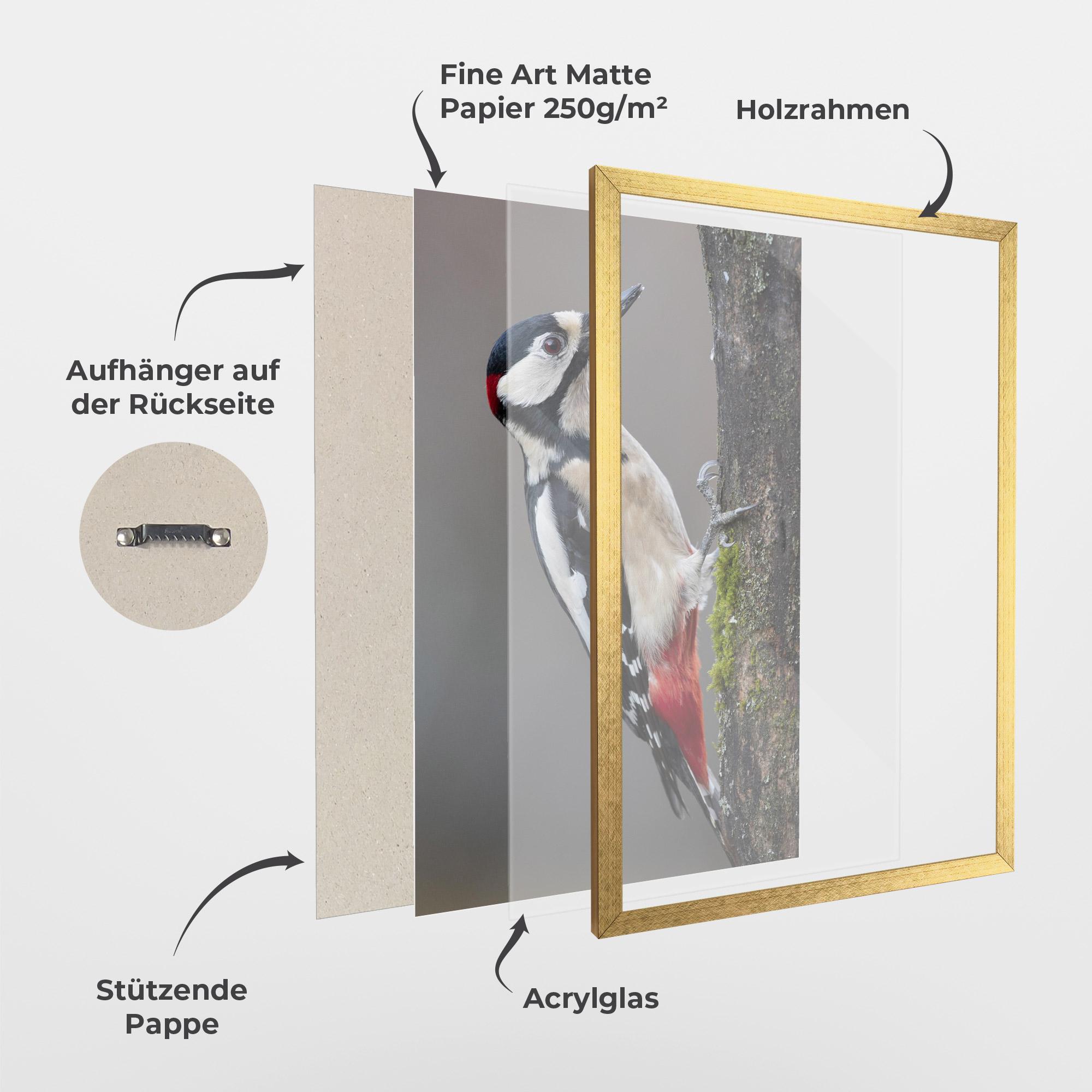Gerahmte Poster Woodpecker mockup 1