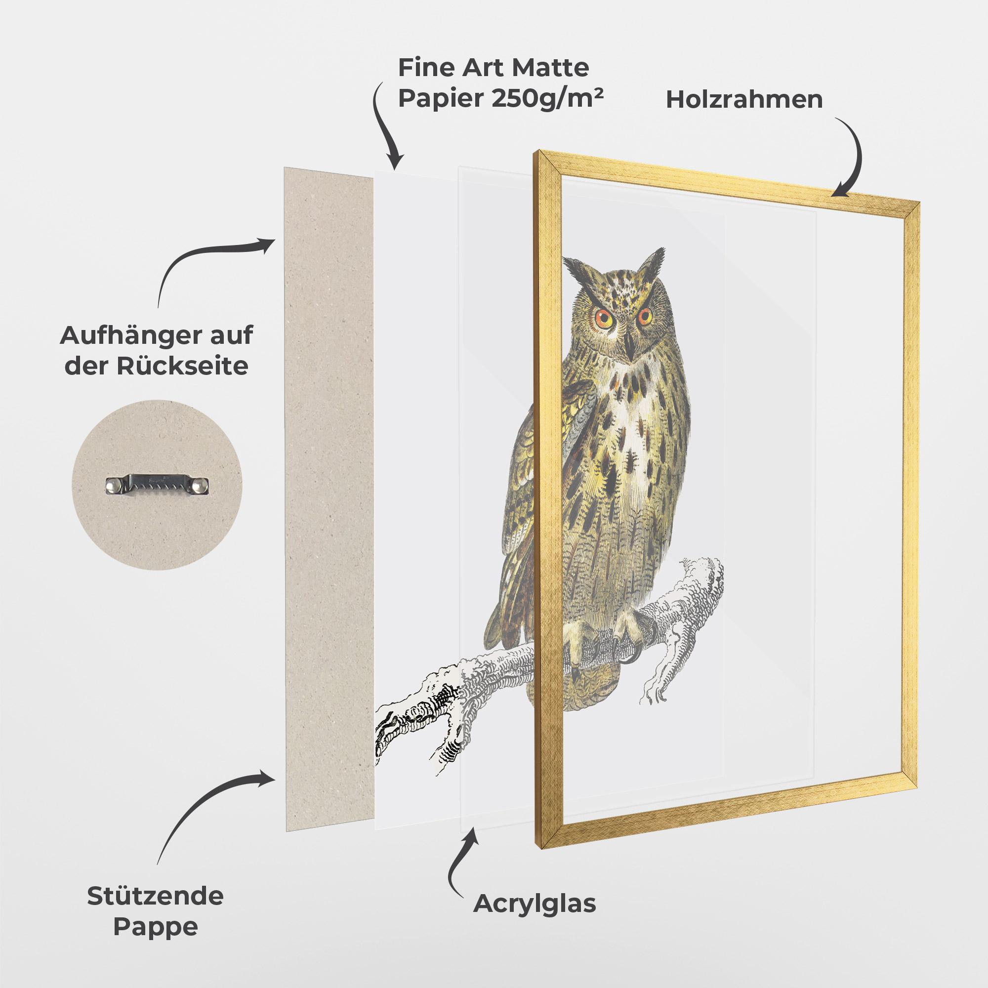 Gerahmte Poster Yellow Owl mockup 1