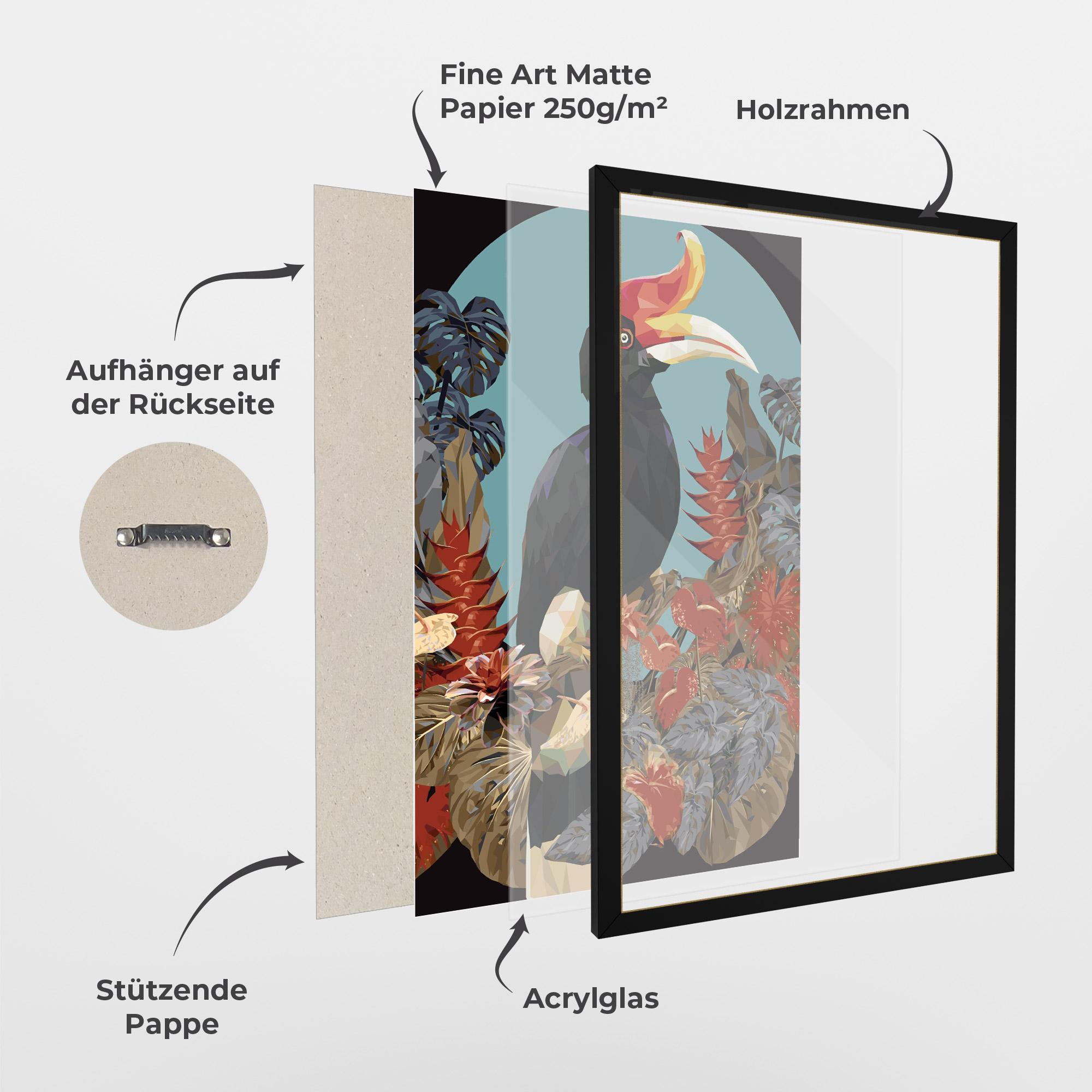 Gerahmte Poster Black Interesting Bird mockup 1