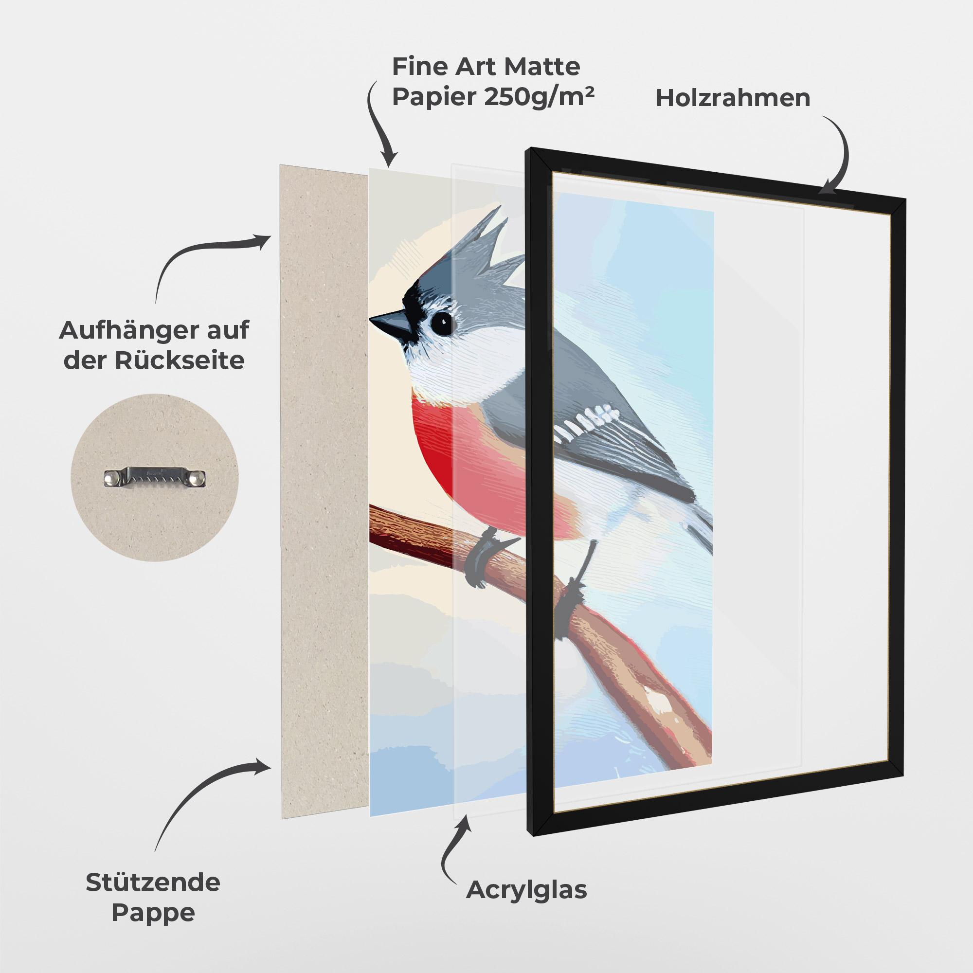 Gerahmte Poster Blue Bird Painting mockup 1