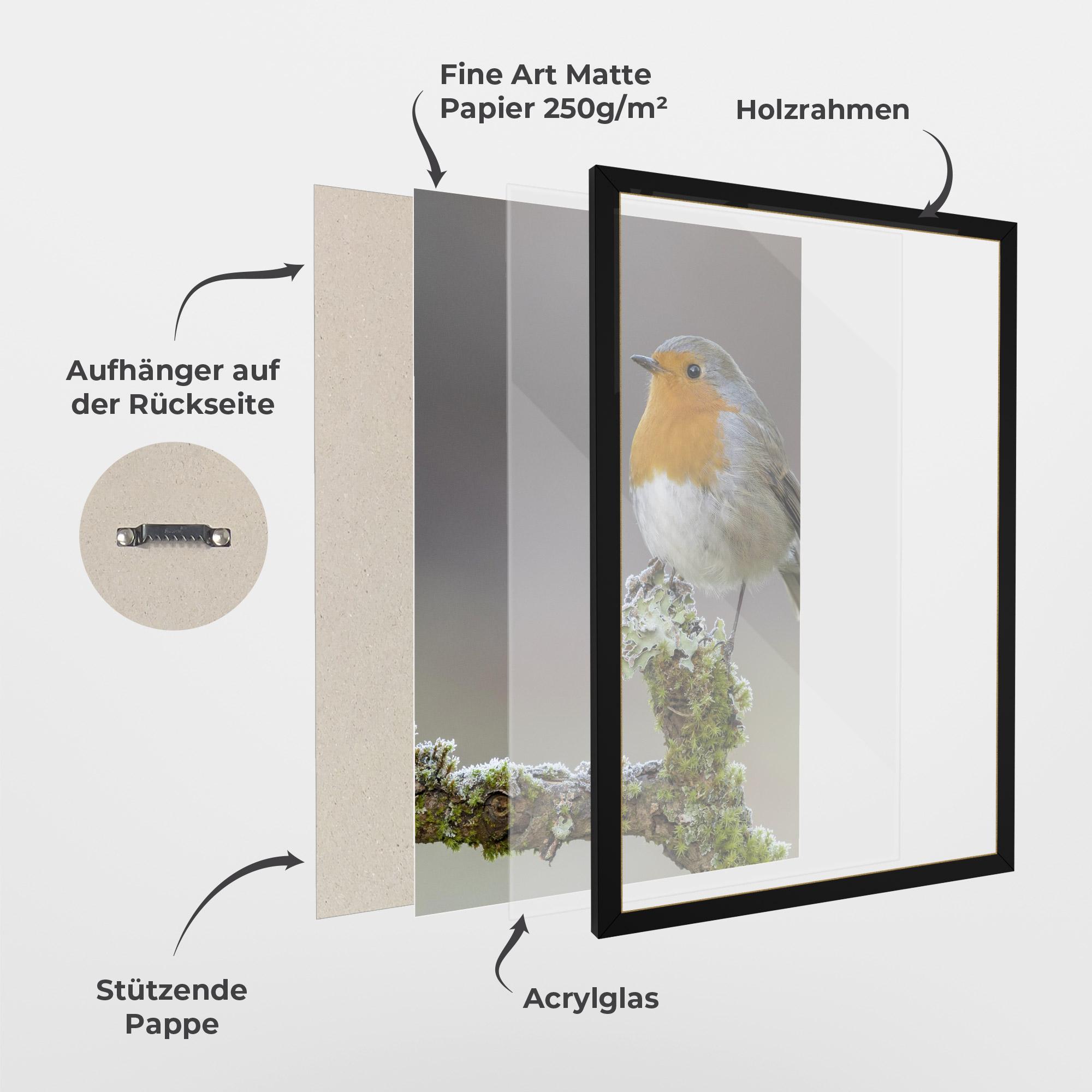 Gerahmte Poster Erithacus Bird mockup 1