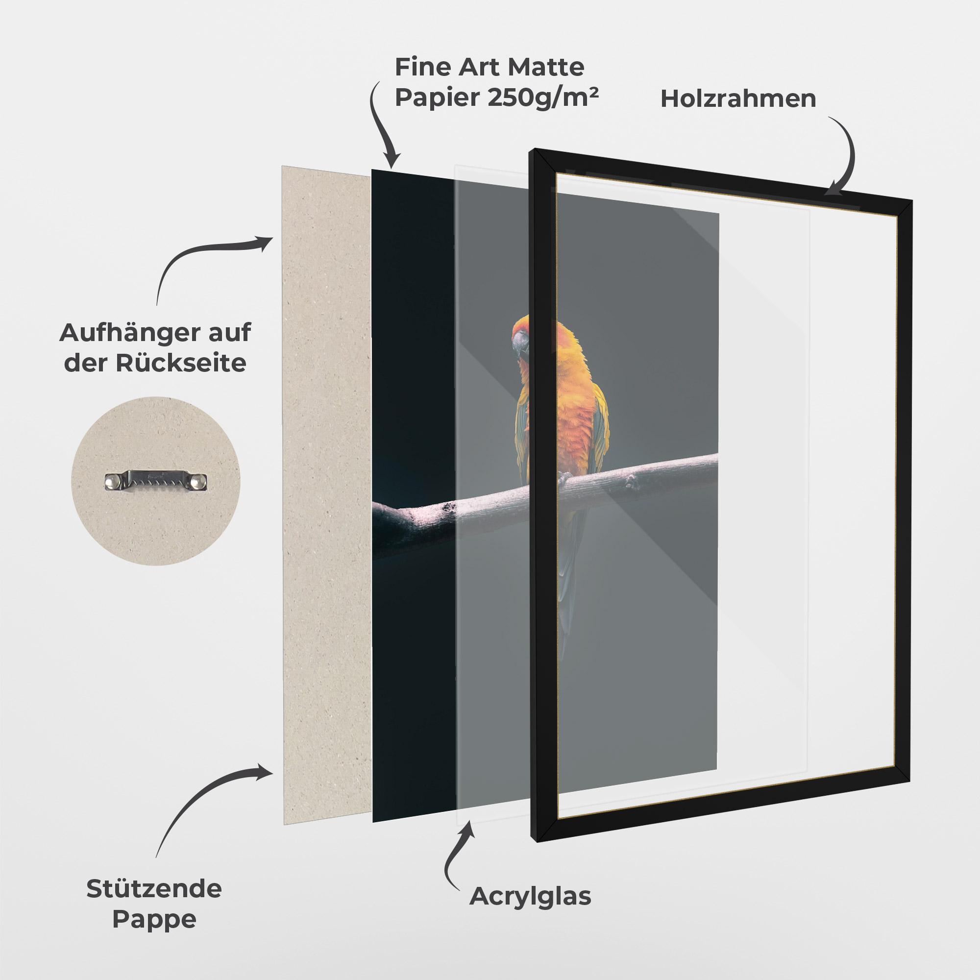 Gerahmte Poster Fire Parrot mockup 1