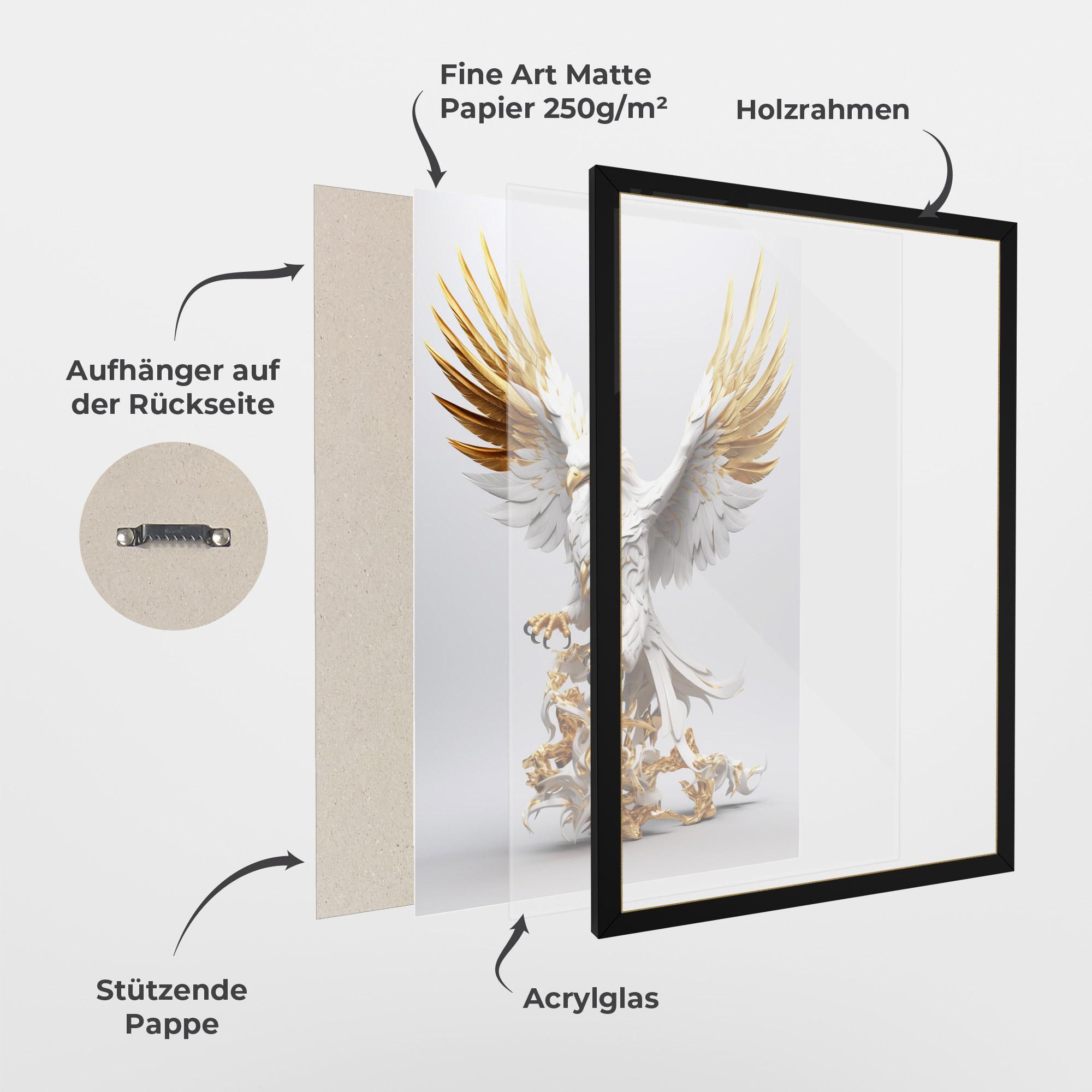 Gerahmte Poster Gold 3d Eagle mockup 1