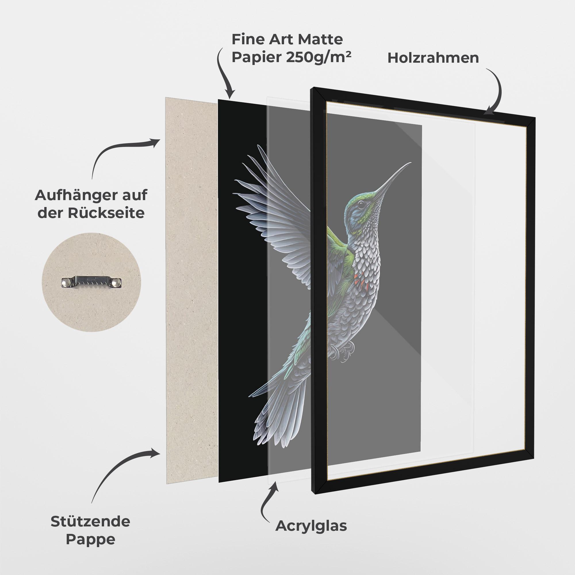Gerahmte Poster Green Hummingbird mockup 1