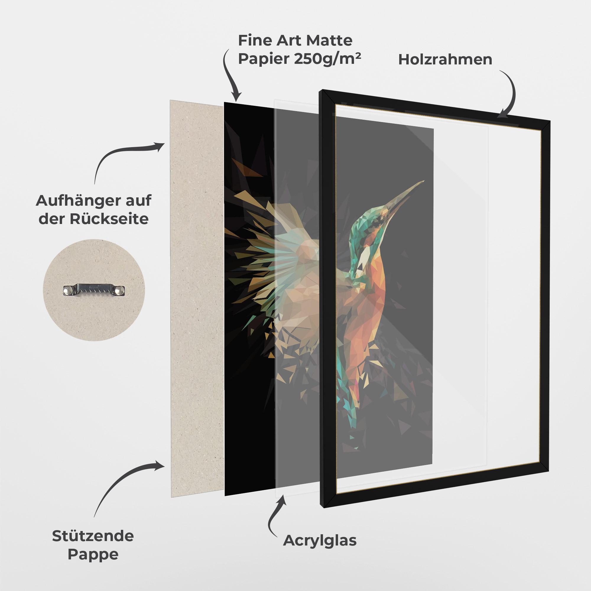 Gerahmte Poster Hummingbird Splash mockup 1