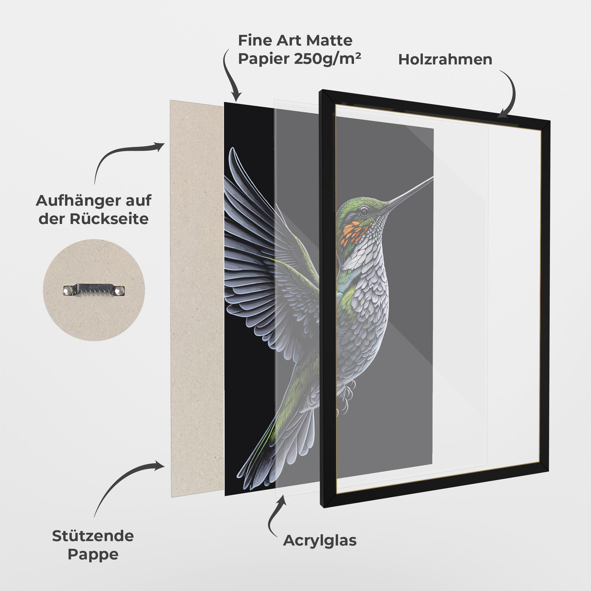 Gerahmte Poster Hummingbird mockup 1