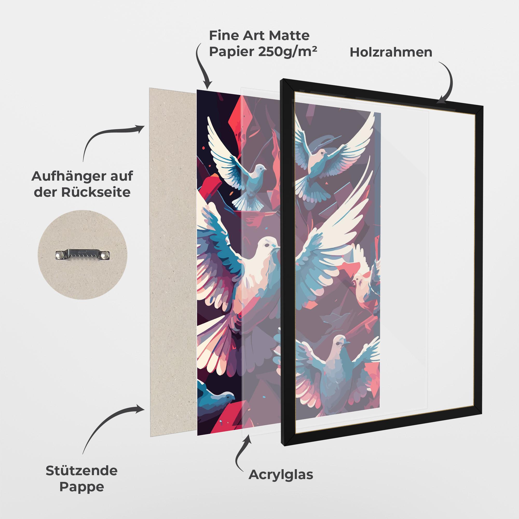 Gerahmte Poster Pretty Dove Family mockup 1