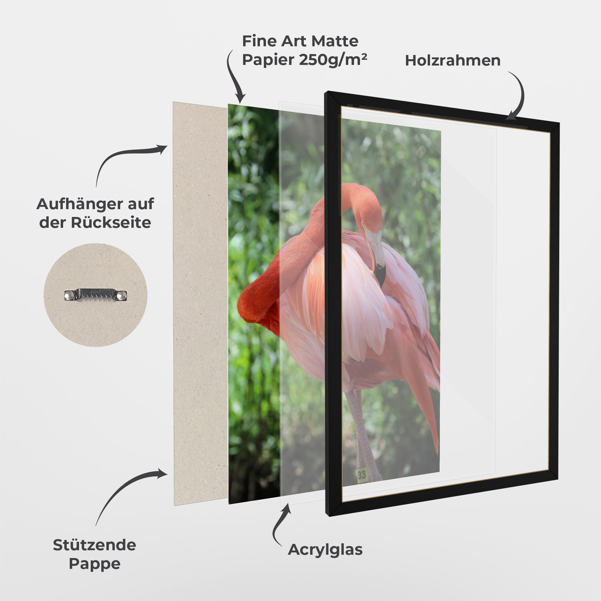 Gerahmte Poster Red Flamingo mockup 1