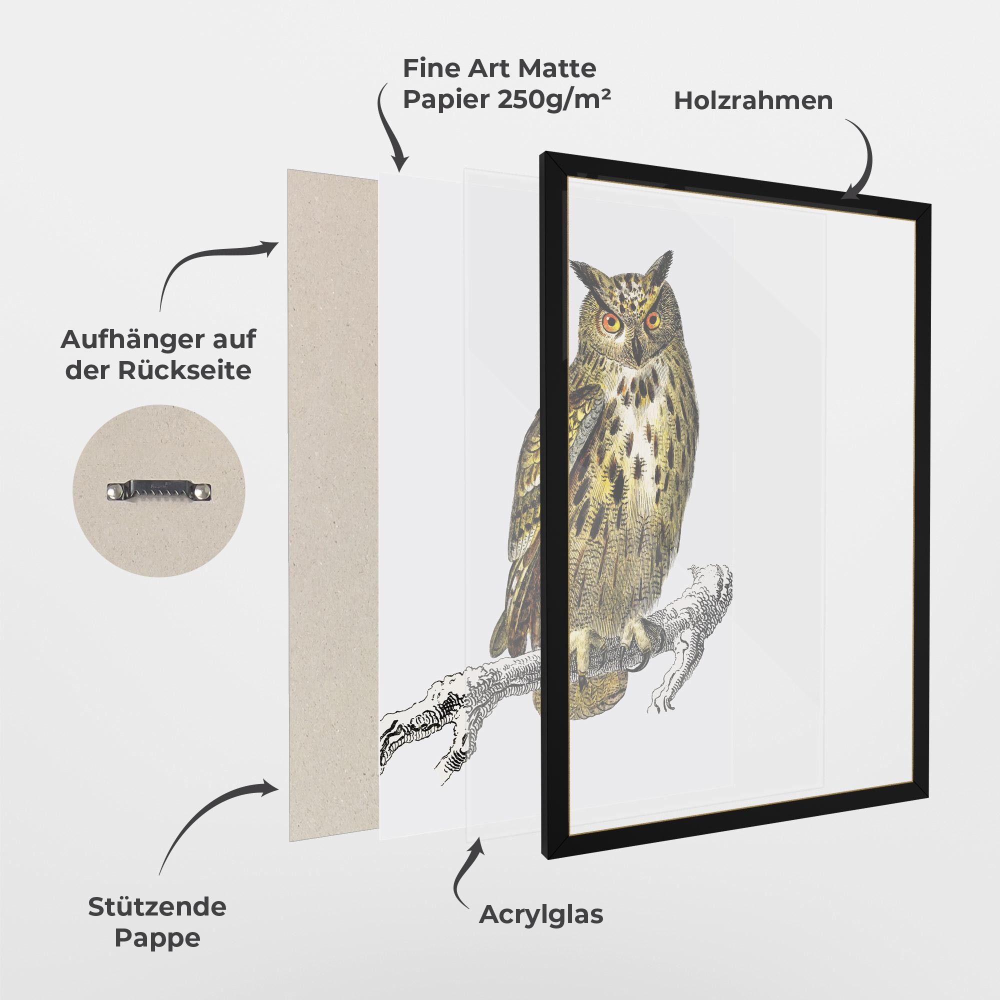 Gerahmte Poster Yellow Owl mockup 1