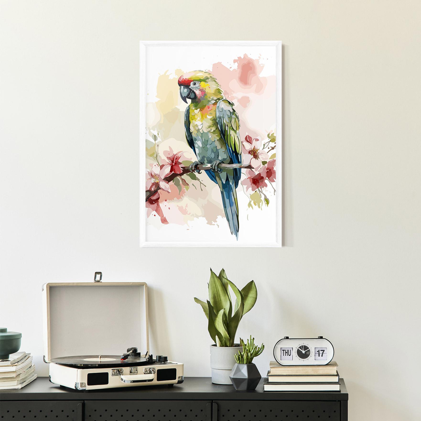 Gerahmte Poster Beautiful Parrot mockup 2