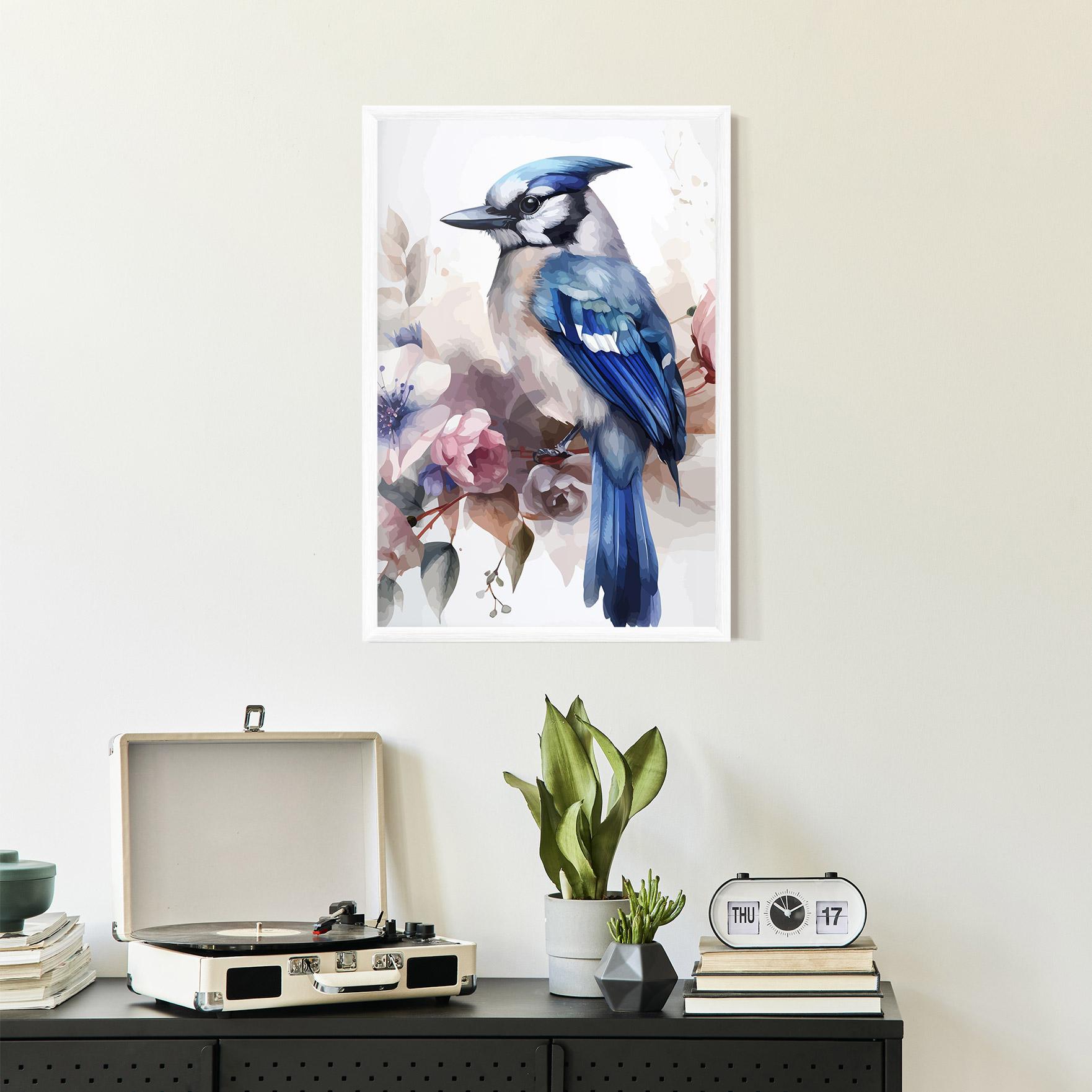 Gerahmte Poster Bird Pretty Blue mockup 2