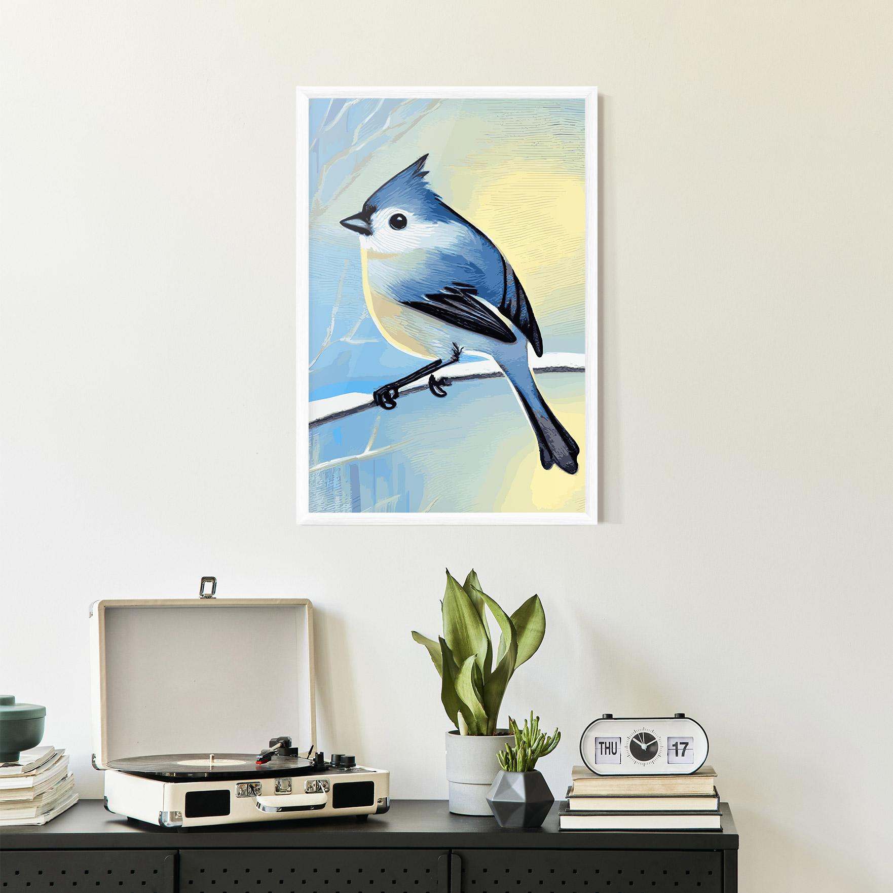 Gerahmte Poster Bird Winter Painting mockup 2