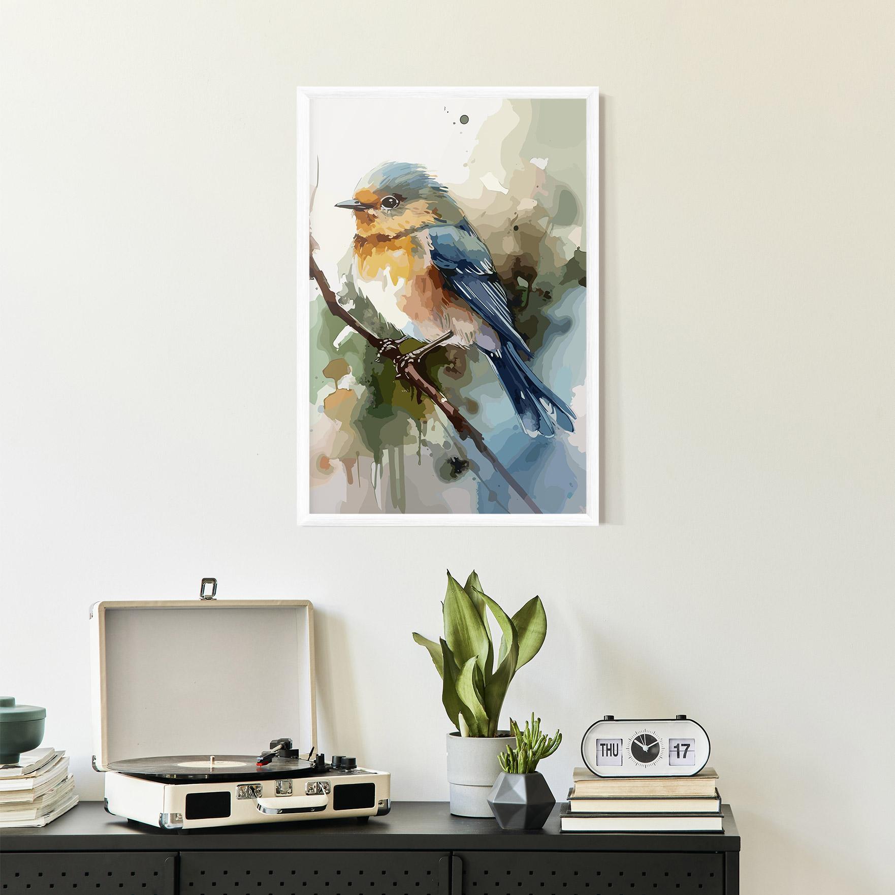 Gerahmte Poster Blue Pretty Bird mockup 2
